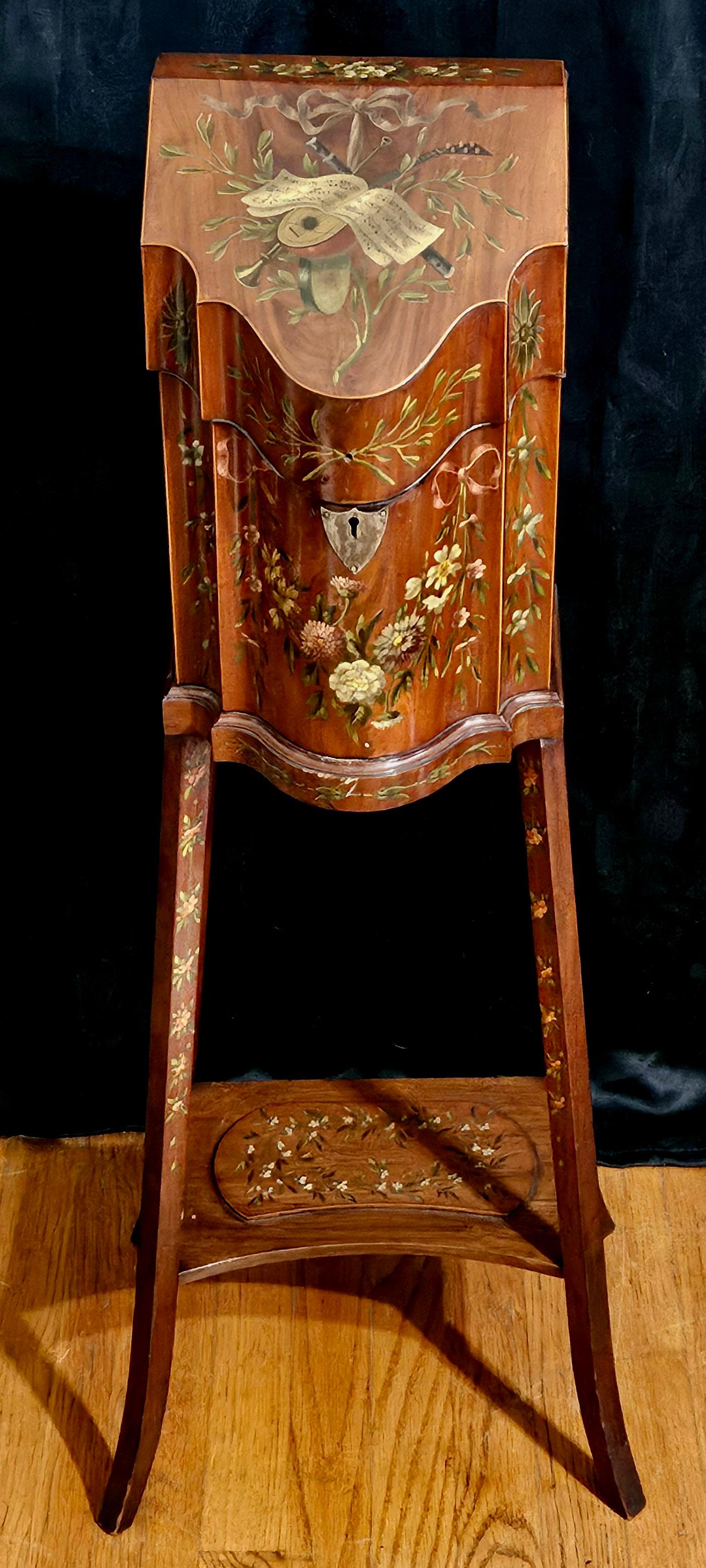 Georgian George III Letter Box/Stand, Hand Painted, 18th Century For Sale