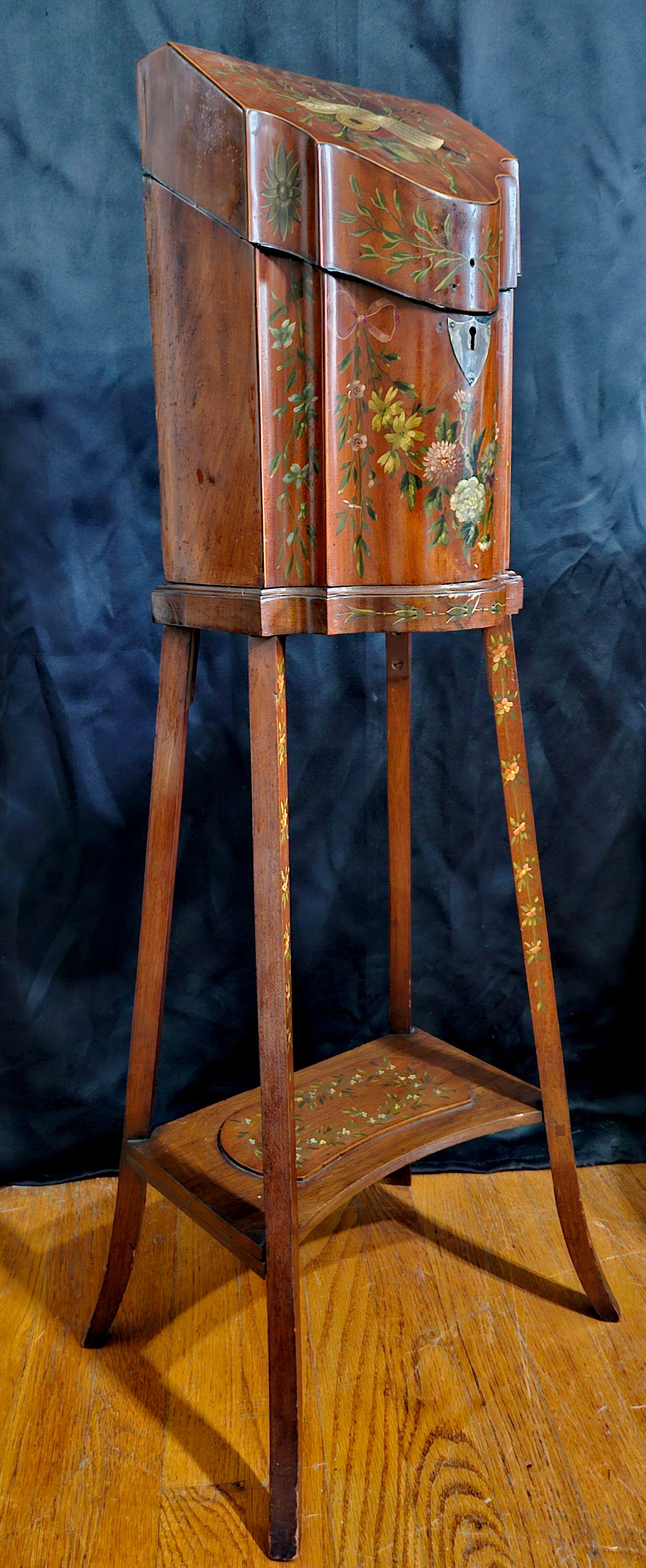 18th Century and Earlier George III Letter Box/Stand, Hand Painted, 18th Century For Sale