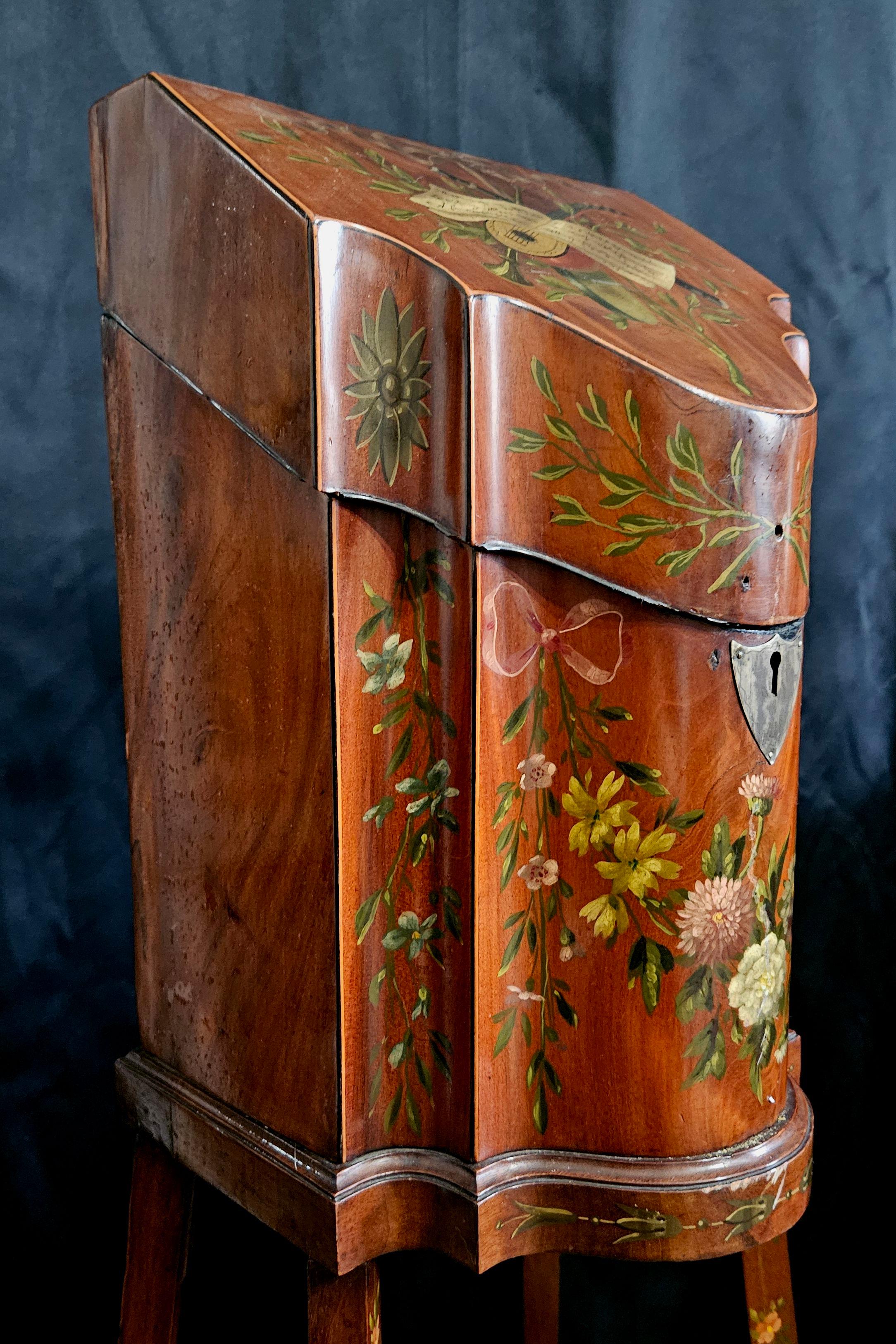 Wood George III Letter Box/Stand, Hand Painted, 18th Century For Sale
