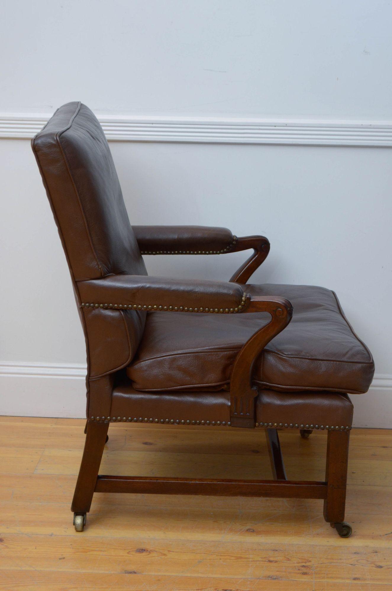 19th Century George III Library Chair Armchair For Sale