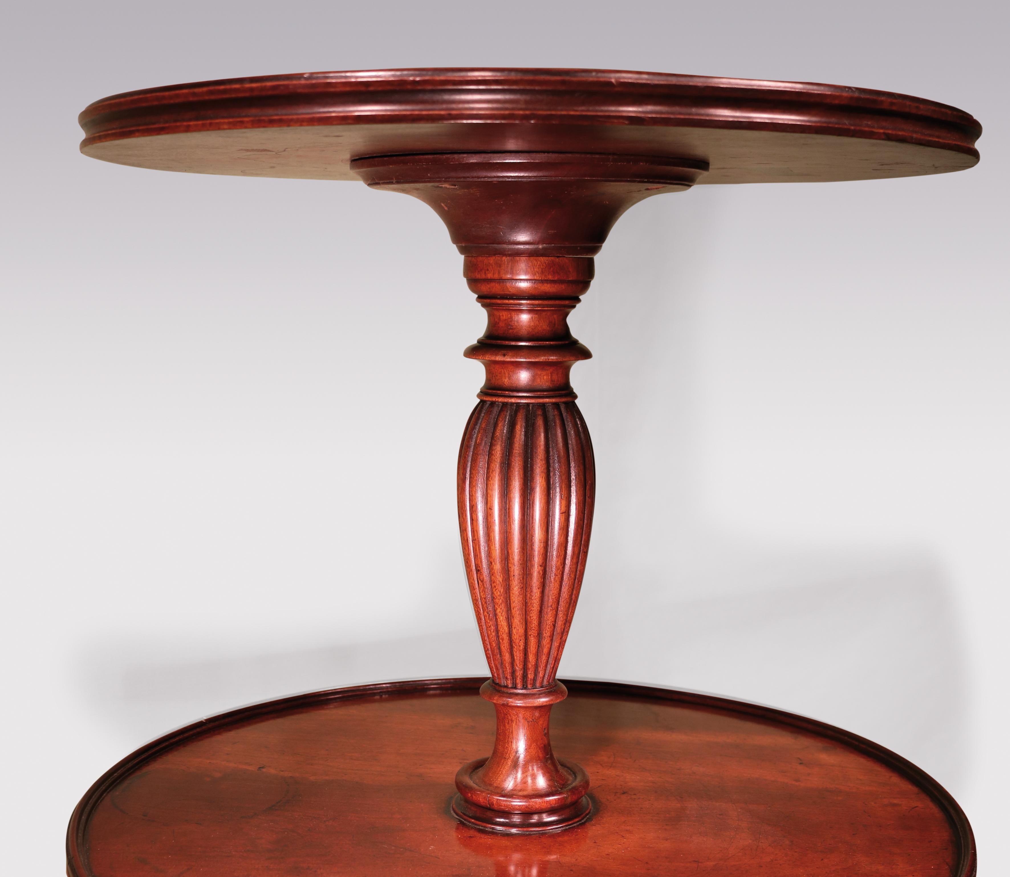 19th Century George III Mahogany 2-Tier Dumb Waiter