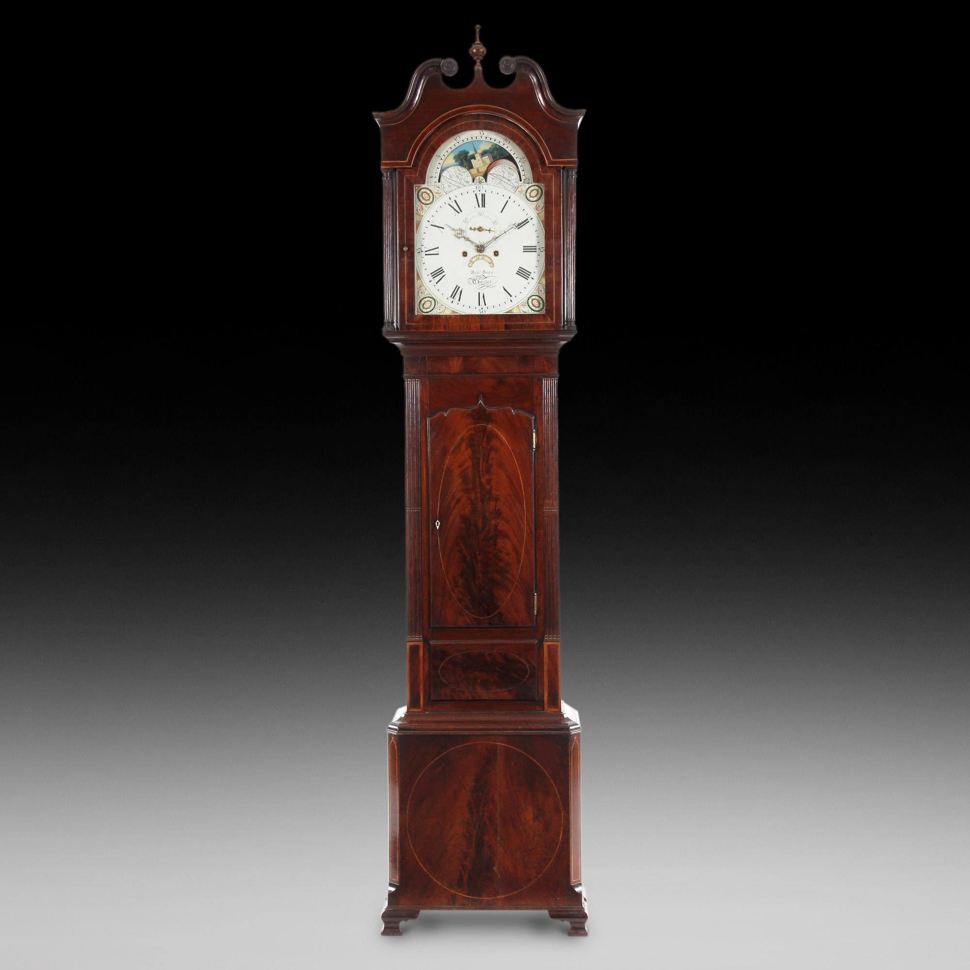 George III mahogany 8 day longcase clock - Benjamin Peers, Chester For Sale 3