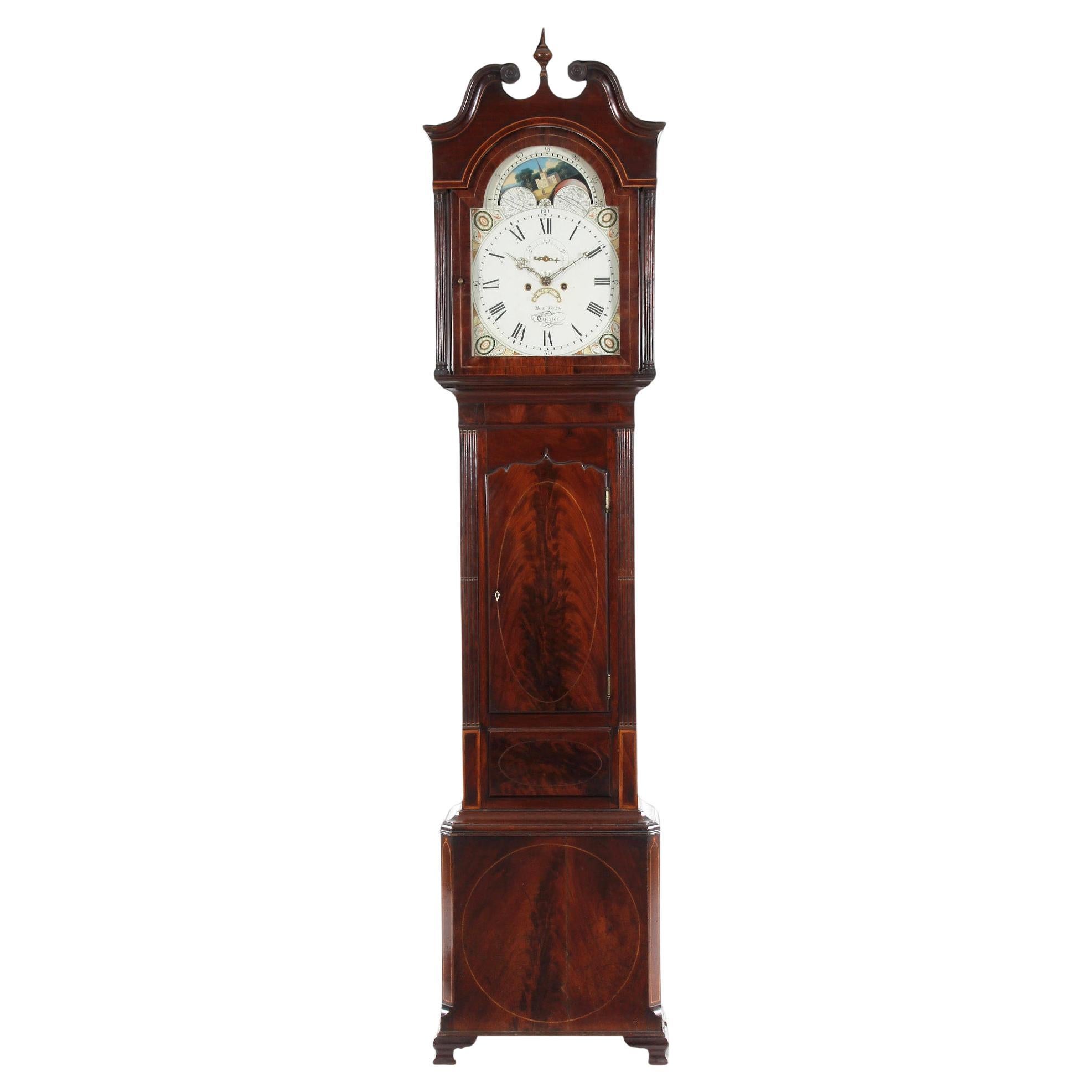 George III mahogany 8 day longcase clock - Benjamin Peers, Chester For Sale
