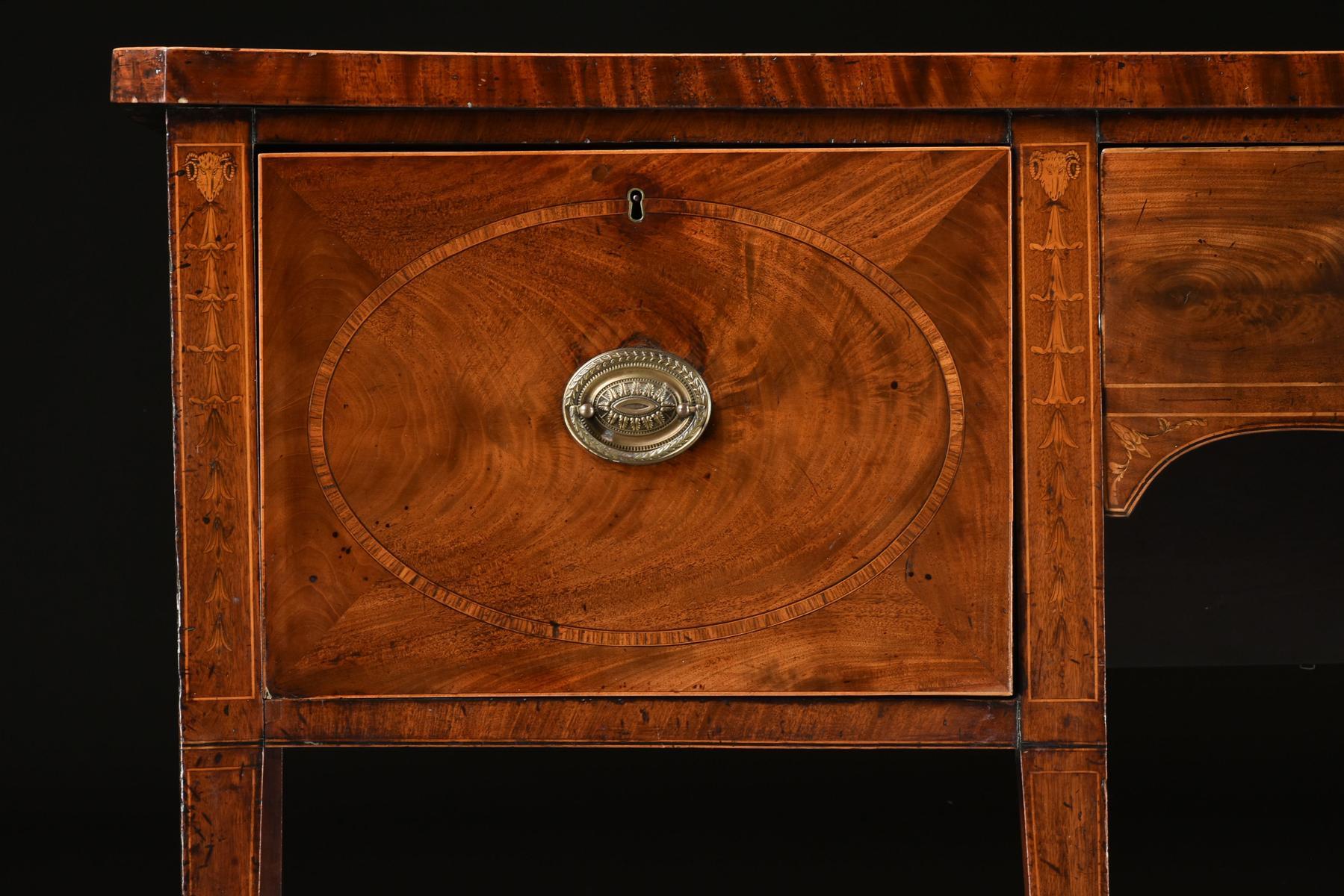 English George III Mahogany And Boxwood Inlaid Sideboard For Sale