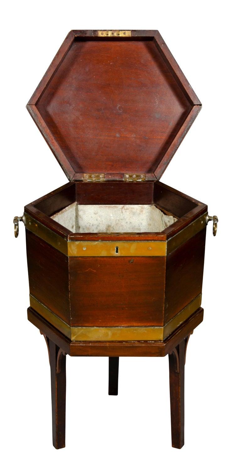 English George III Mahogany and Brass Wine Cooler For Sale