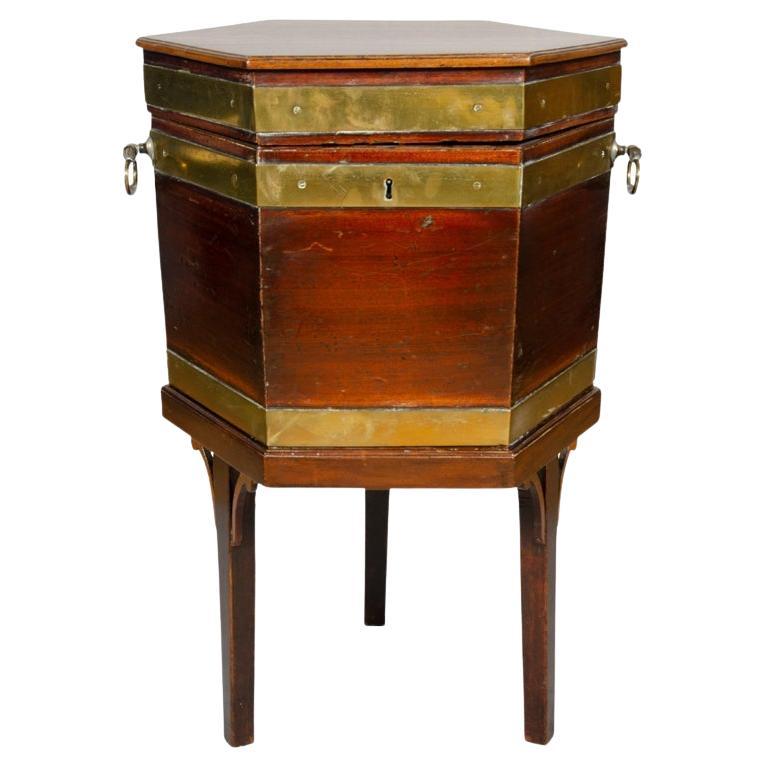 George III Mahogany and Brass Wine Cooler For Sale