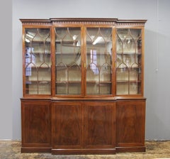 George III Mahogany and Inlaid 4-Door Breakfront Bookcase