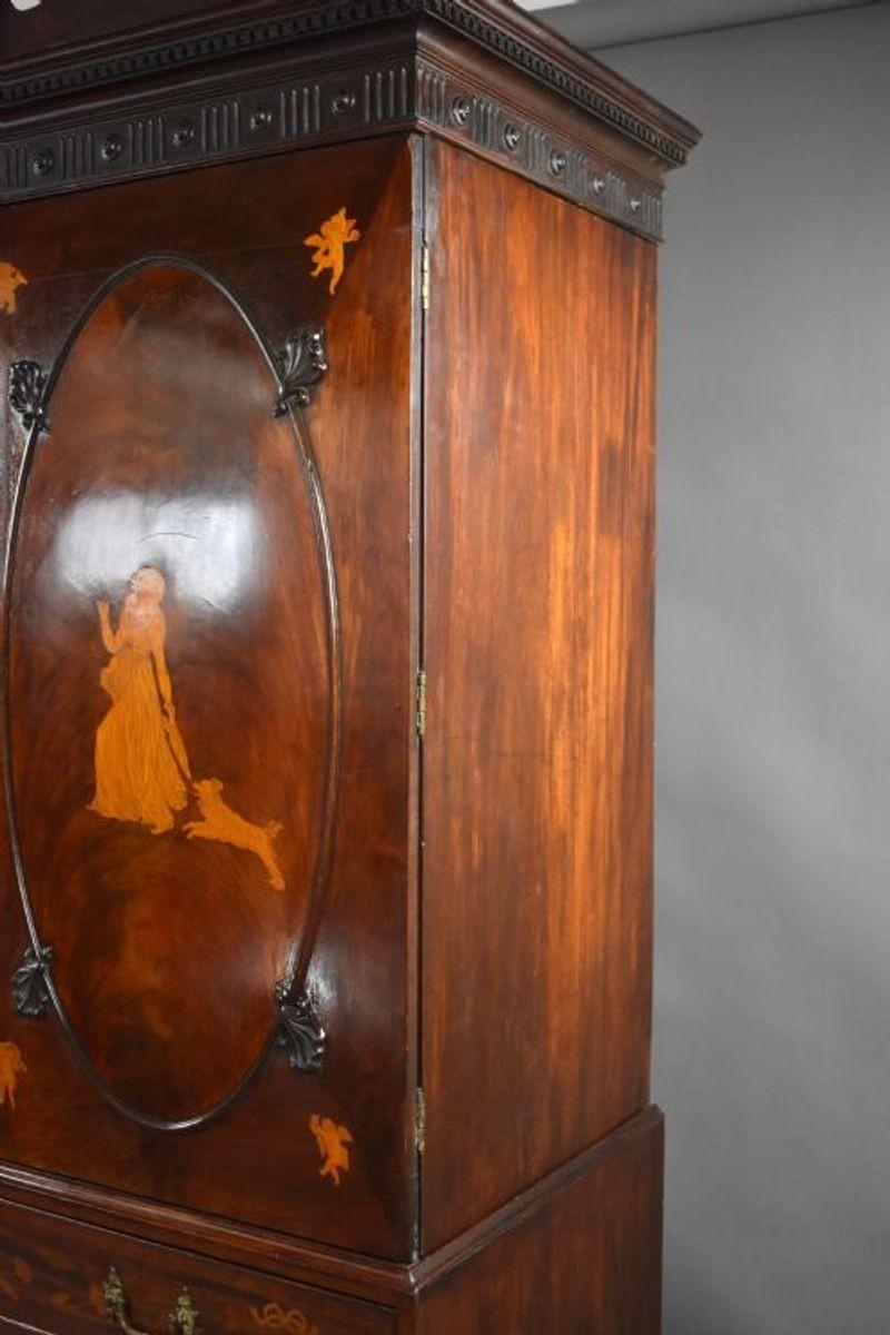 George III Mahogany and Inlaid Linen Press 13