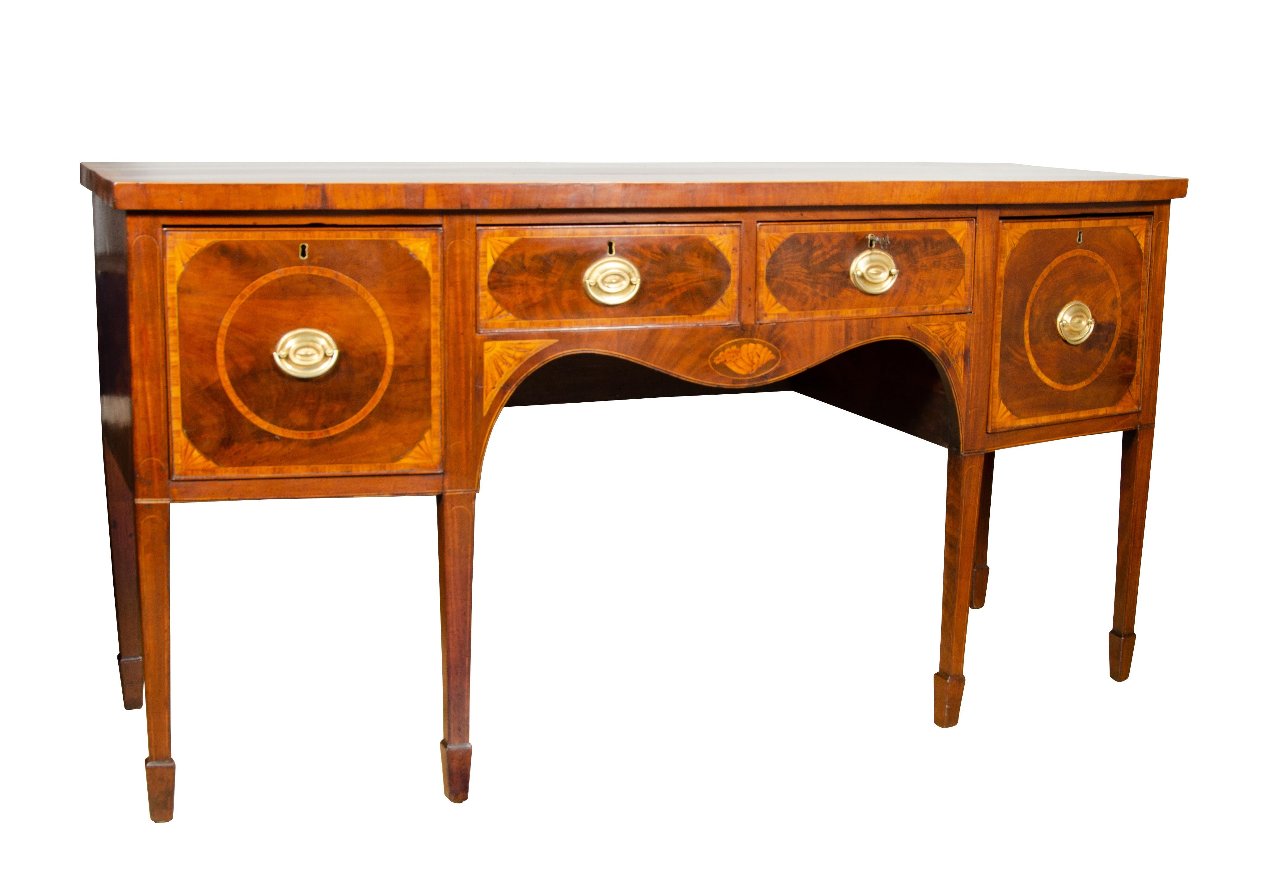 George III Mahogany and Inlaid Sideboard In Good Condition In Essex, MA