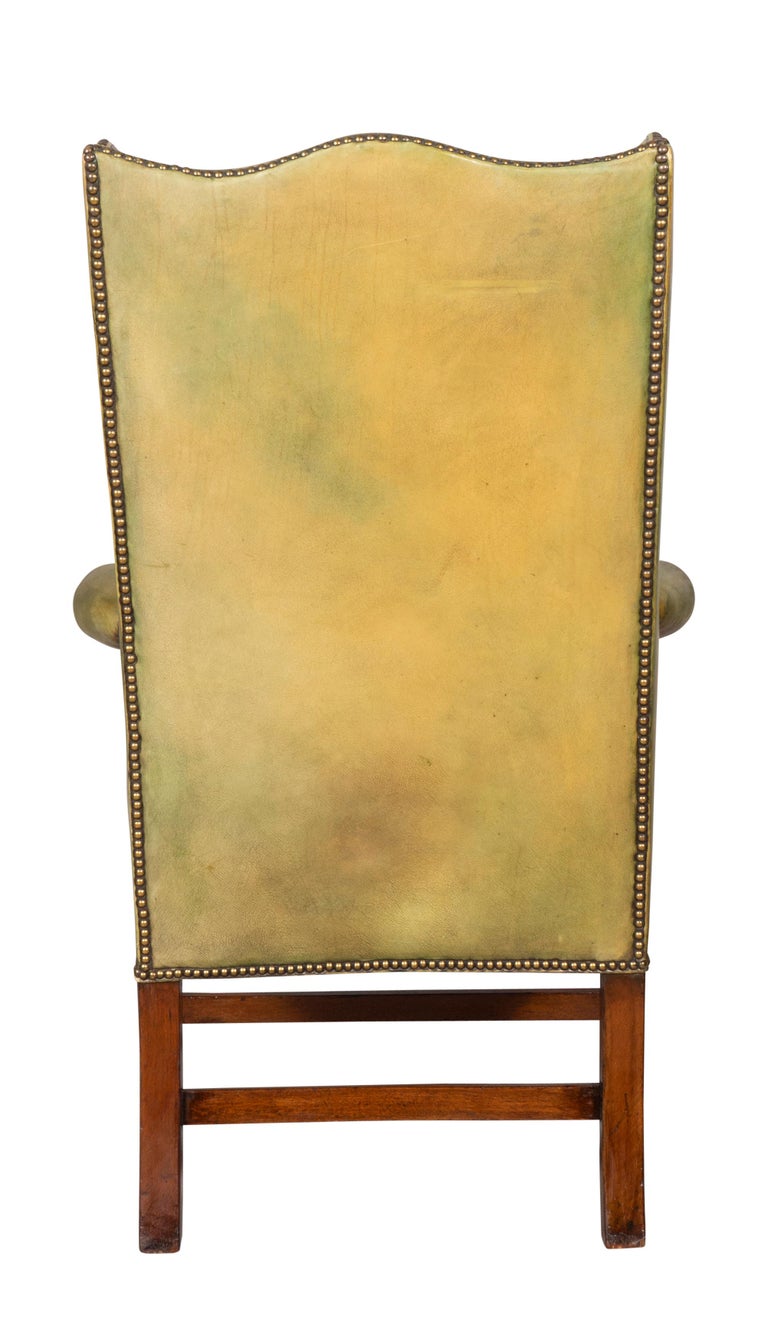 III Mahogany and Leather Wing Chair For Sale at 1stDibs