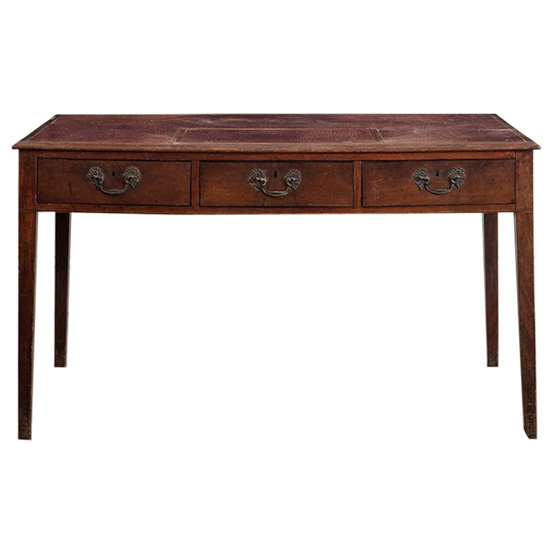 George III Mahogany and Red Leather Topped Writing Table