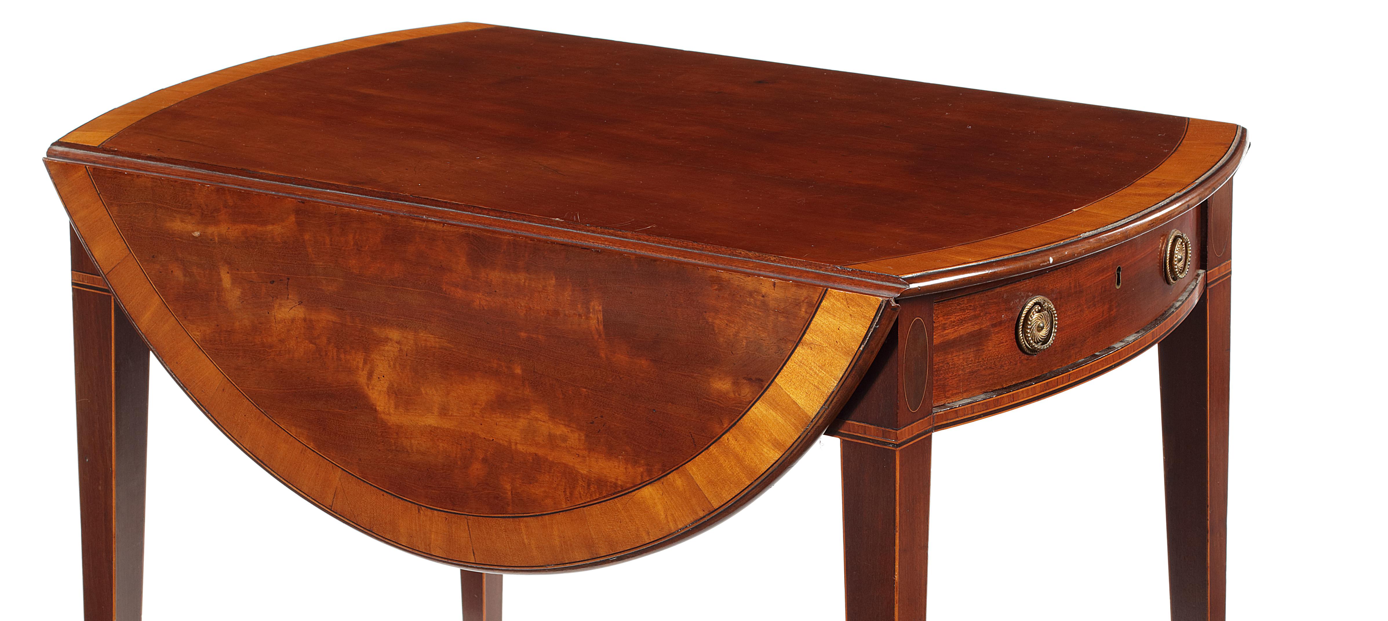 English 18th Century George III Mahogany and Satinwood and Rosewood Pembroke Table