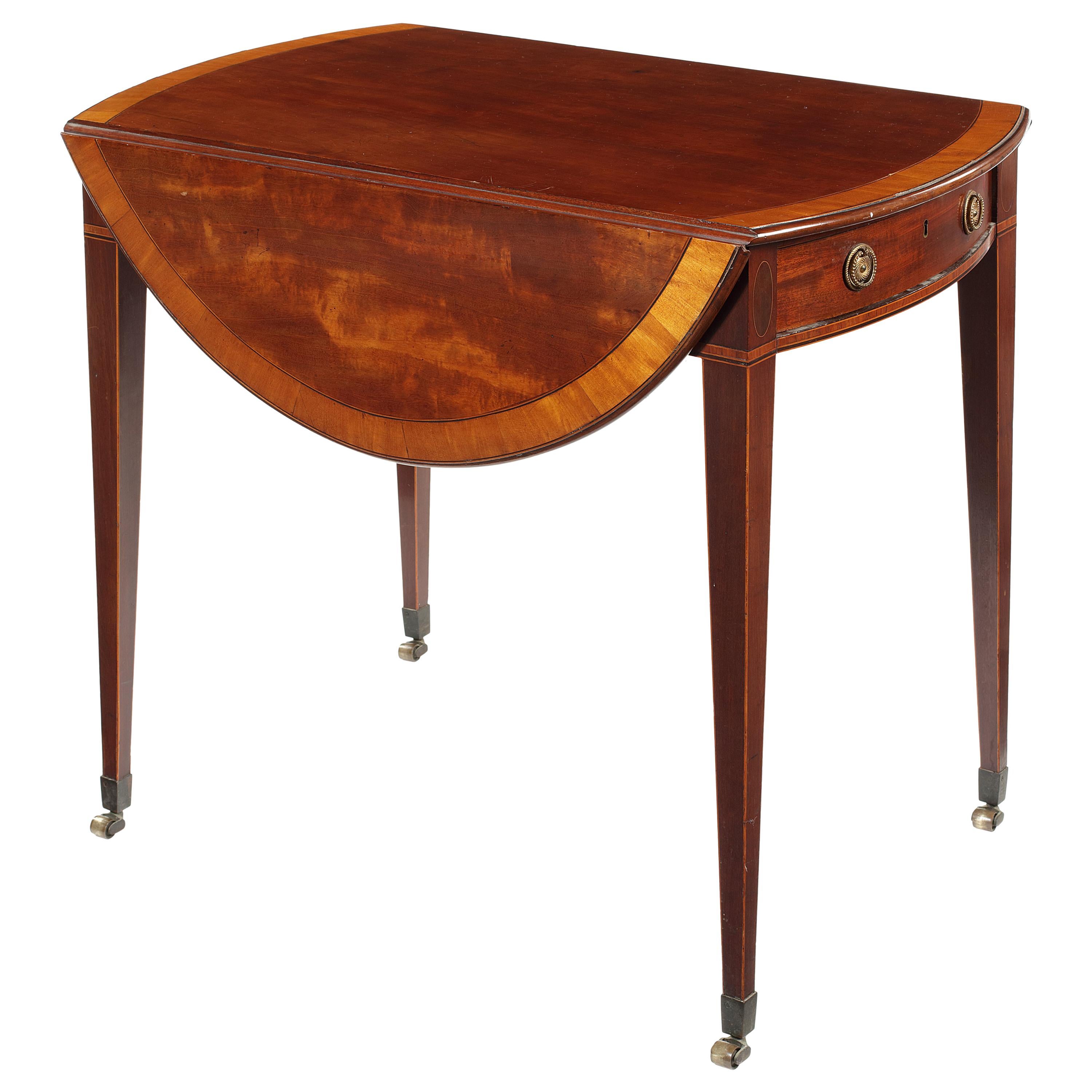 18th Century George III Mahogany and Satinwood and Rosewood Pembroke Table