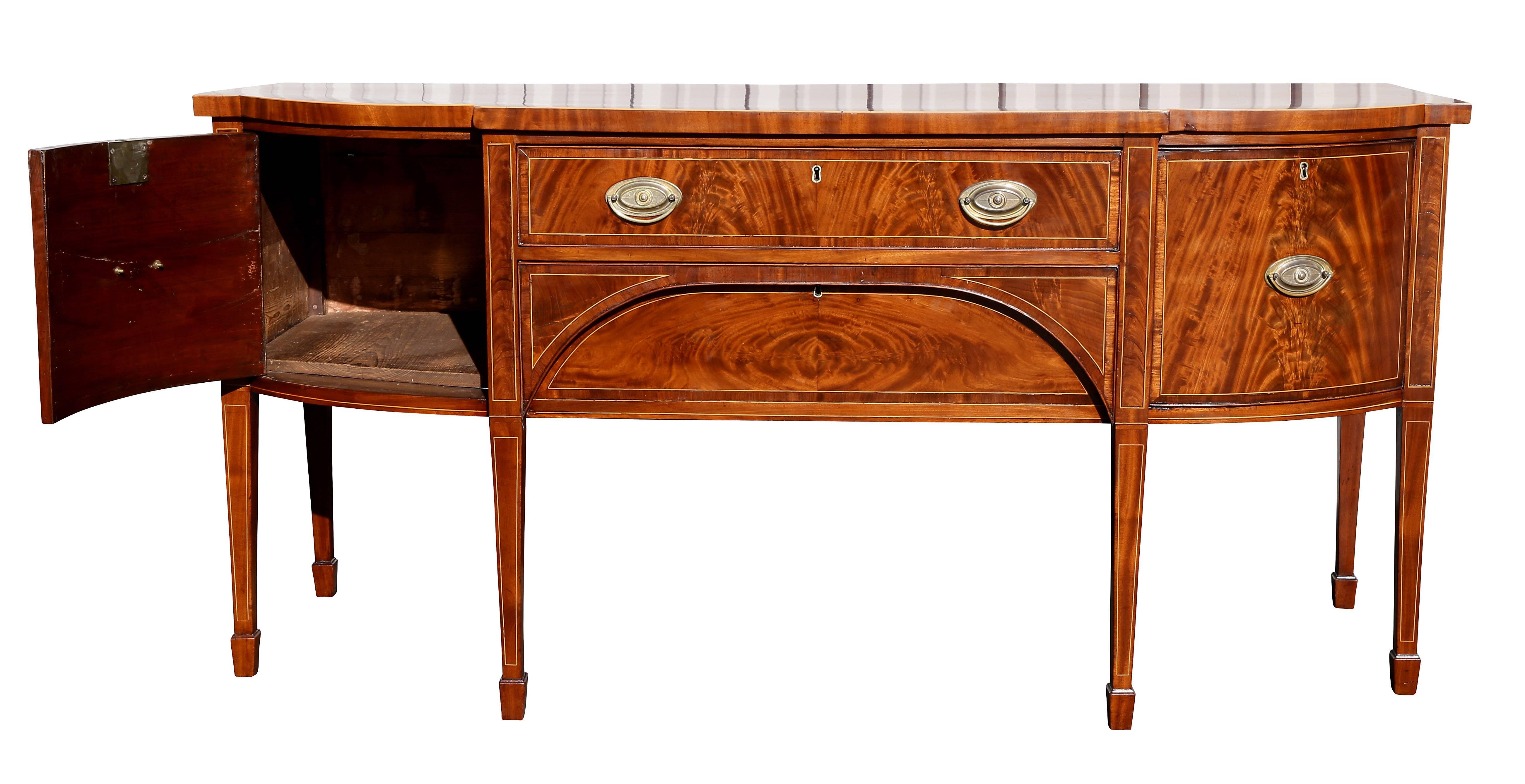 George III Mahogany and Satinwood Banded Sideboard In Good Condition In Essex, MA