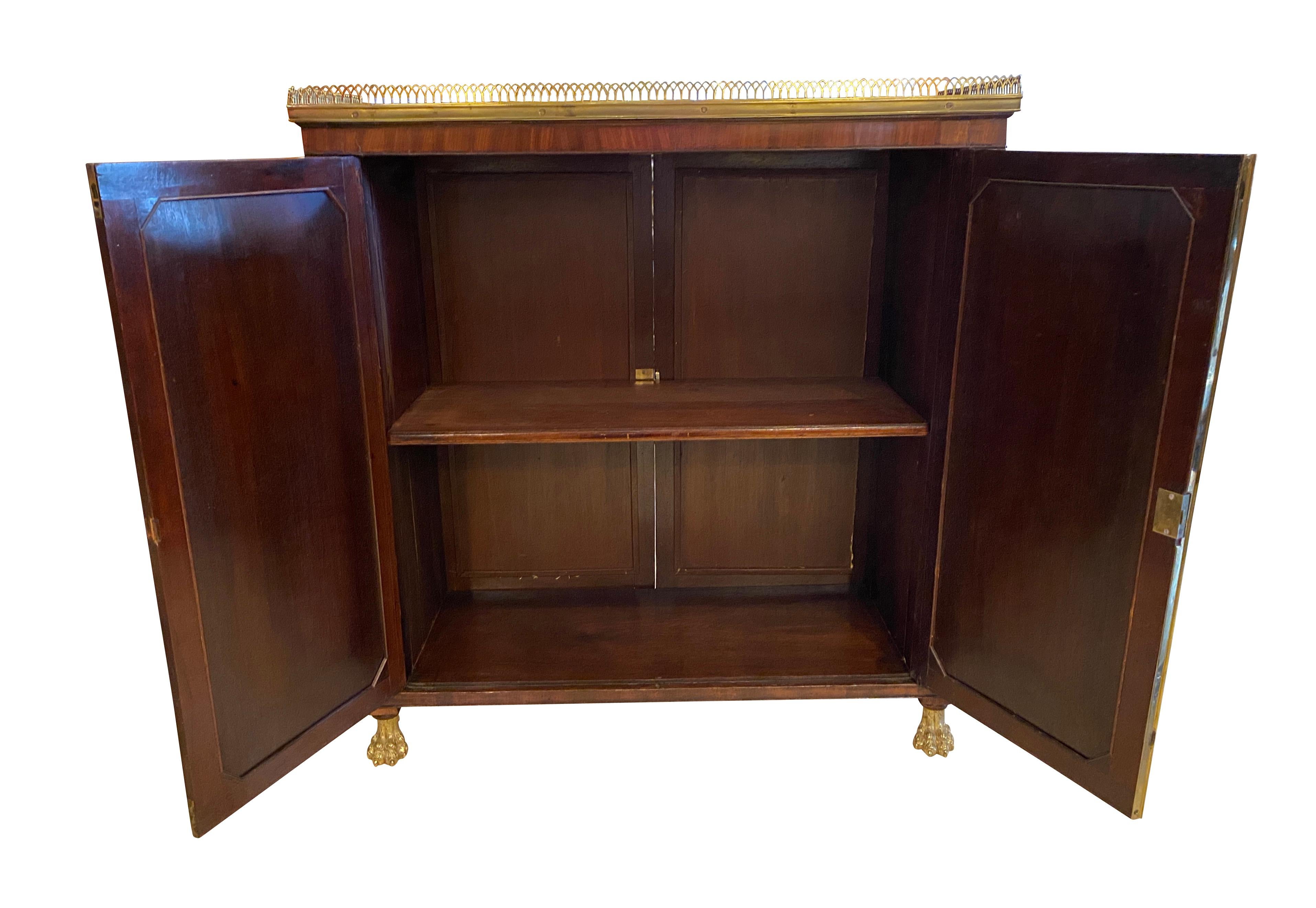 English George III Mahogany and Satinwood Book Cabinet For Sale
