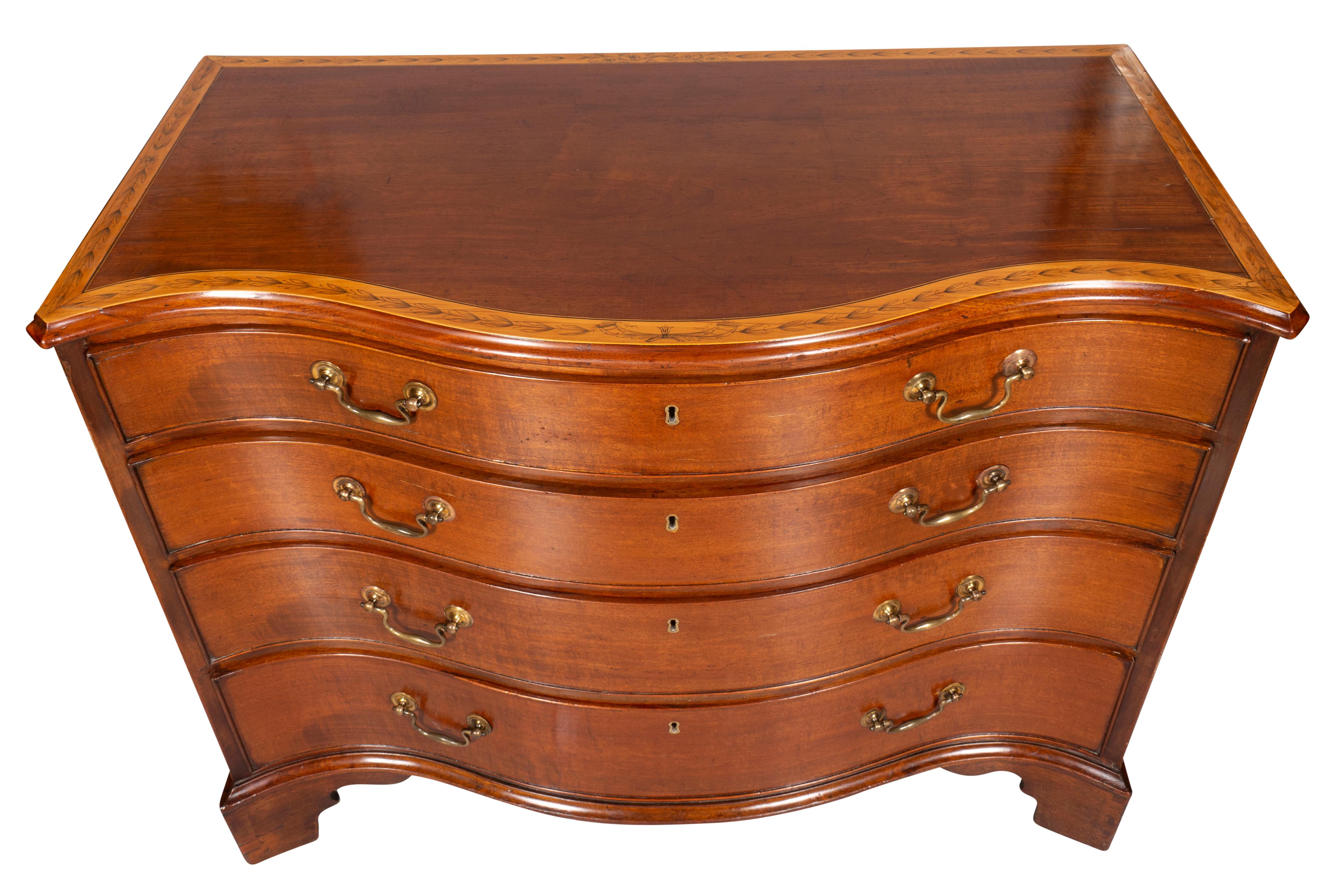 George III Mahogany And Satinwood Chest Of Drawers For Sale 7