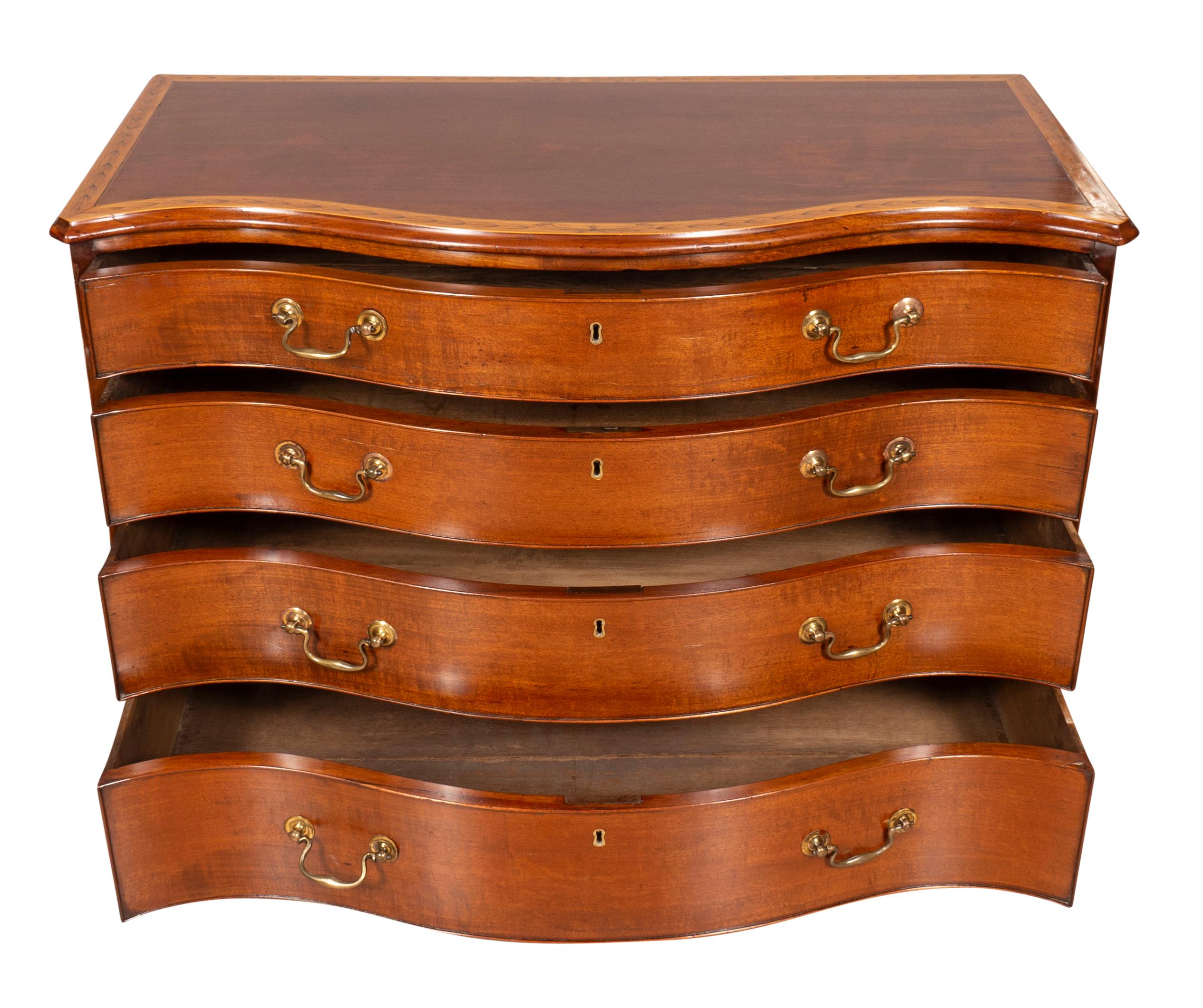 George III Mahogany And Satinwood Chest Of Drawers For Sale 13