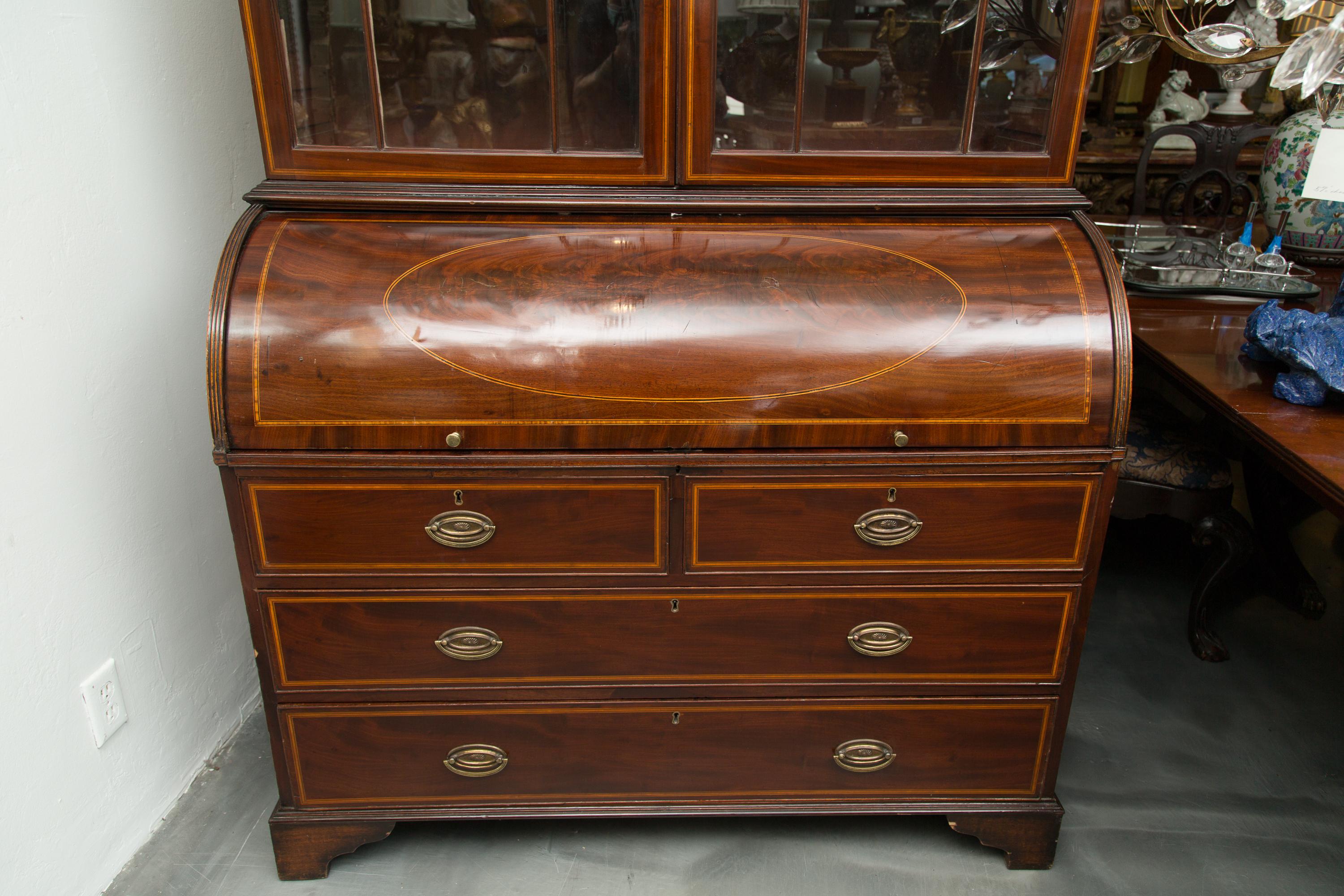 George III Mahogany and Satinwood Secretary Bookcase, 18th Century 5