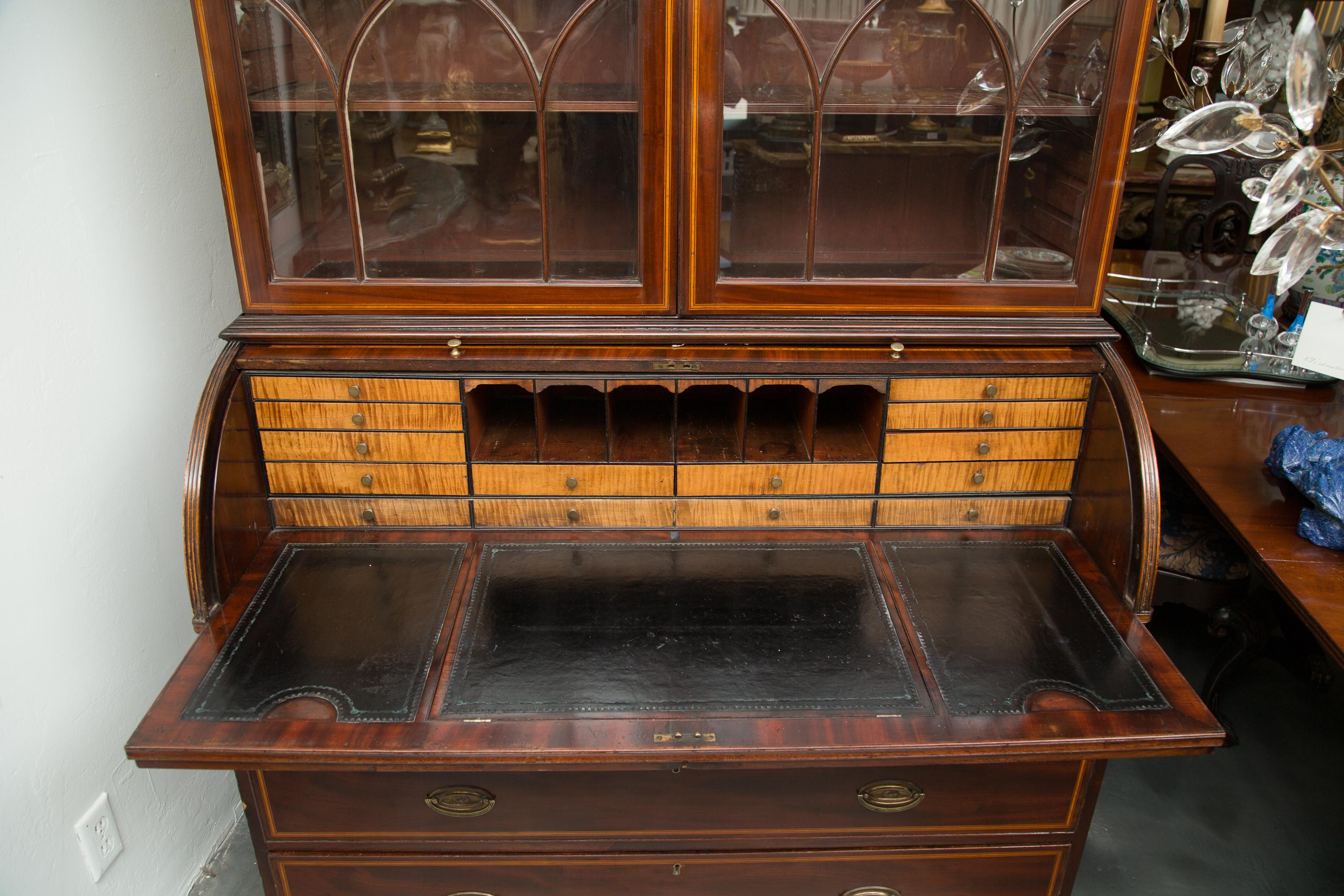 George III Mahogany and Satinwood Secretary Bookcase, 18th Century 6