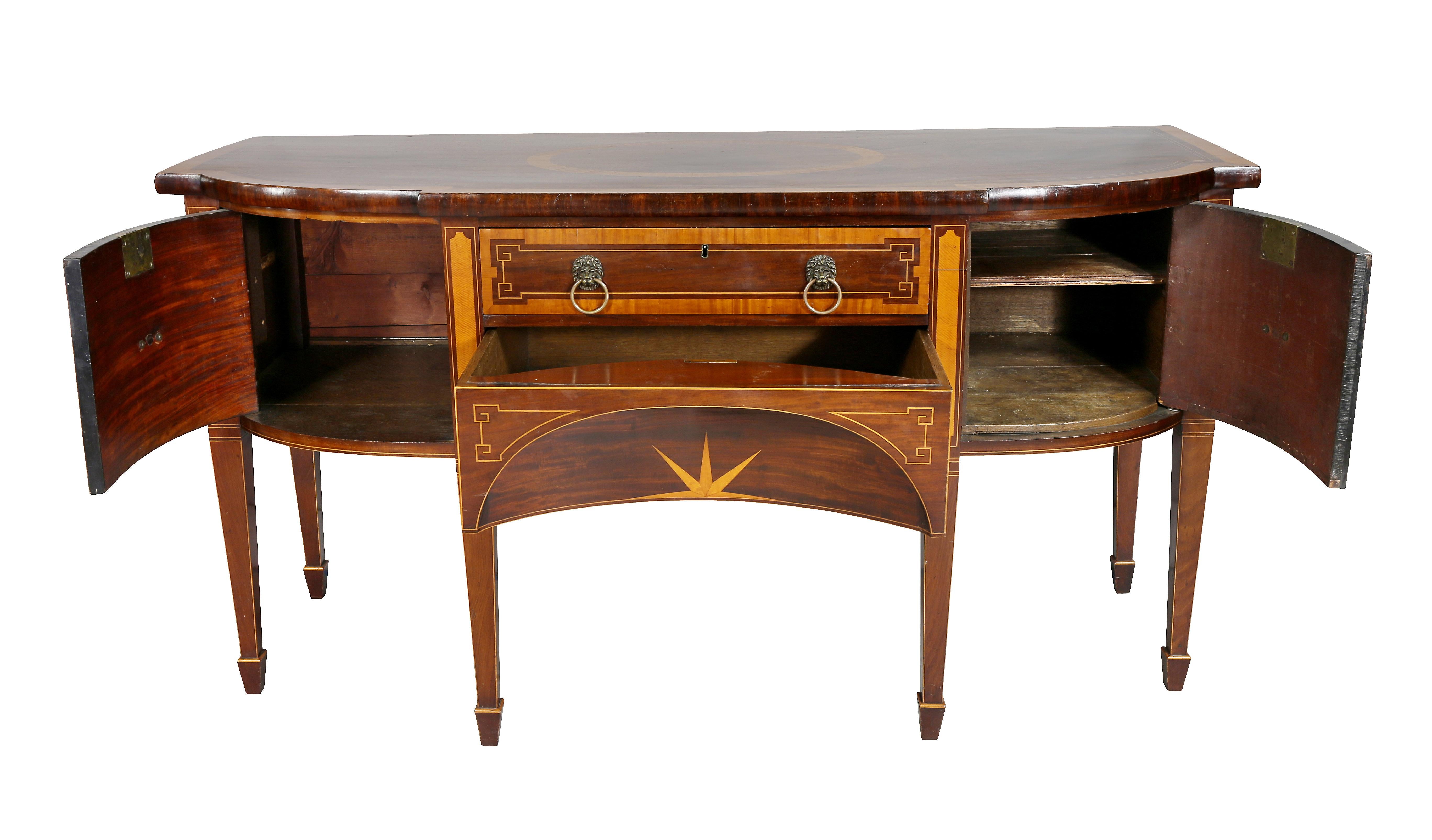 George III Mahogany and Satinwood Sideboard In Good Condition In Essex, MA