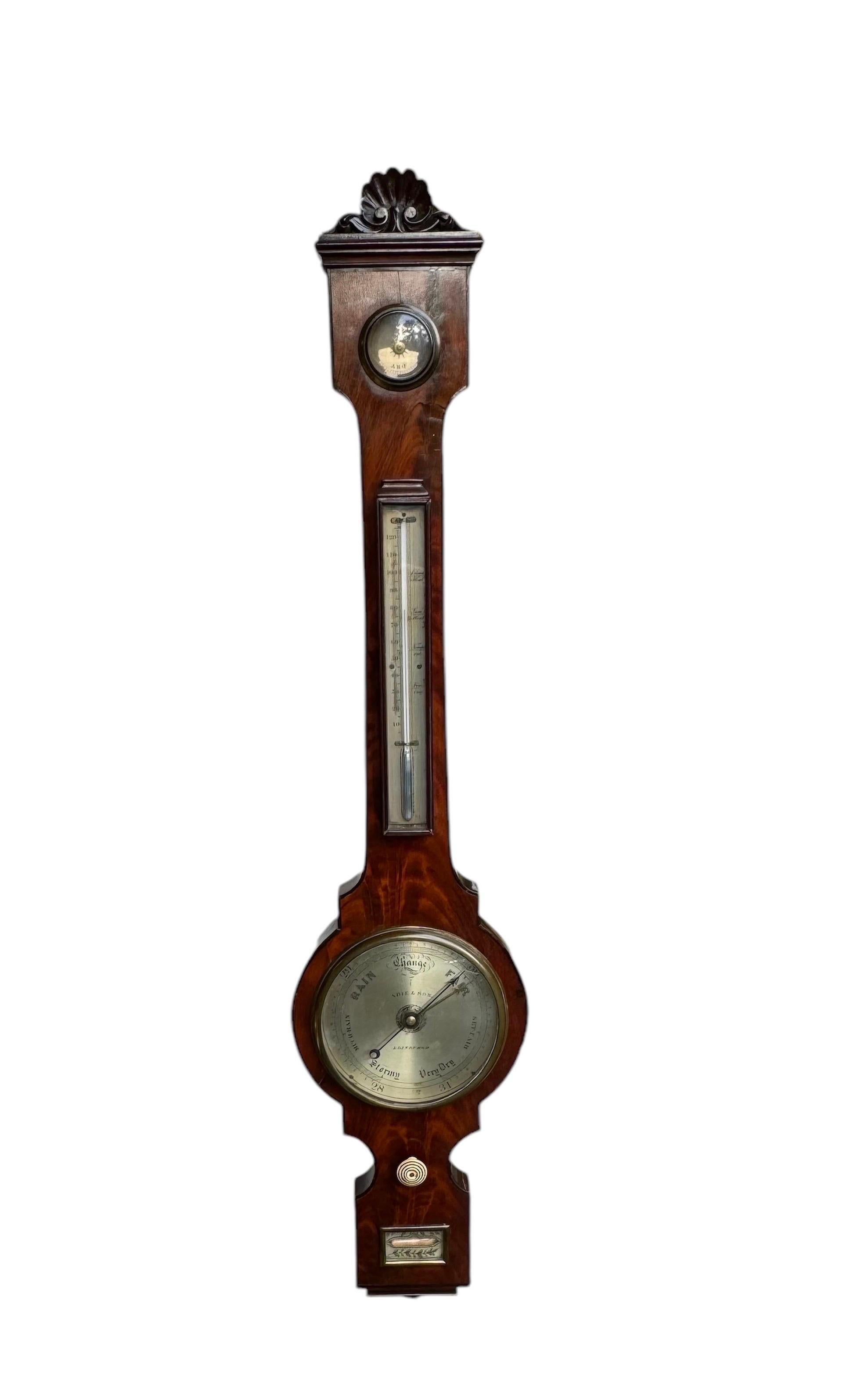 Laiton Baromètre Banjo en acajou George III Édimbourg en vente