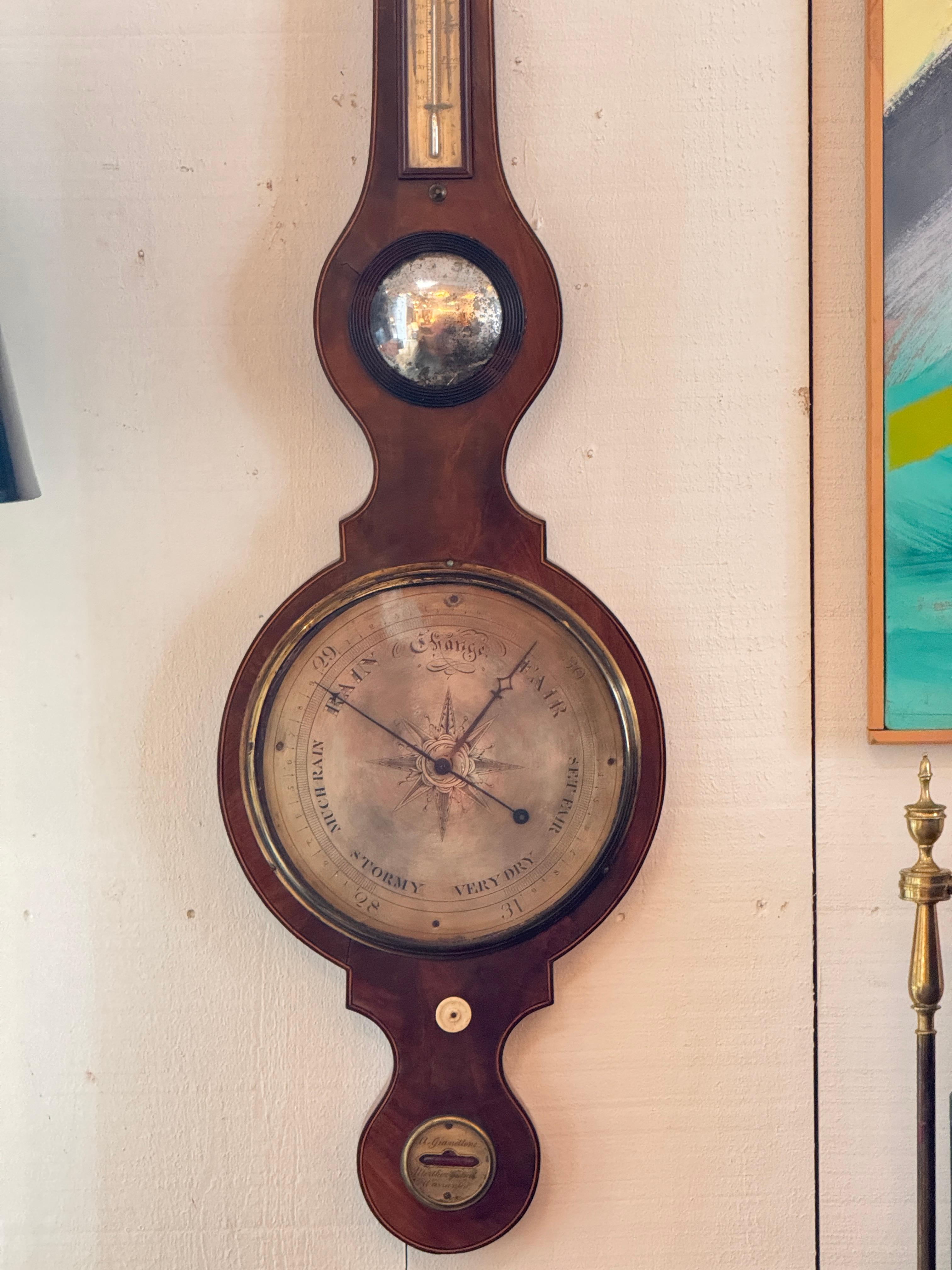 George III Mahogany Barometer en Bueno estado para la venta en Charlottesville, VA