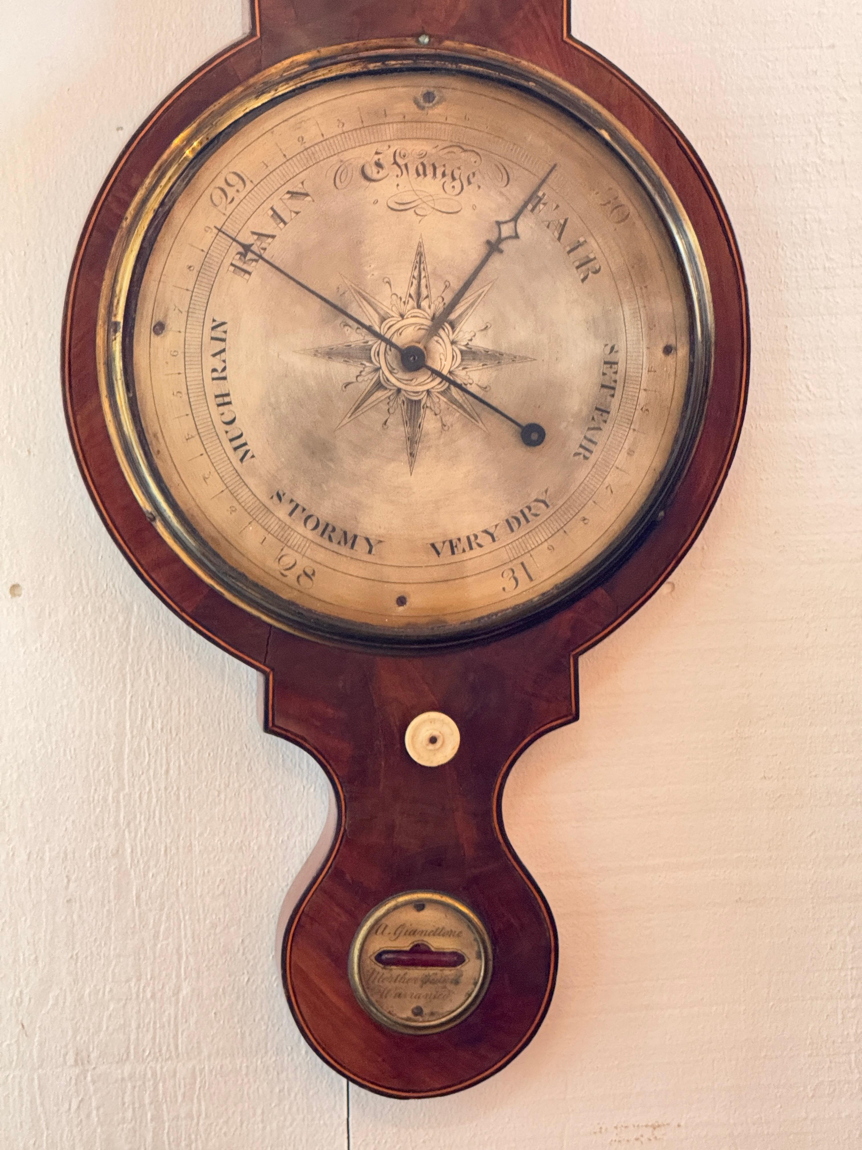George III Mahogany Barometer Vidrio en venta