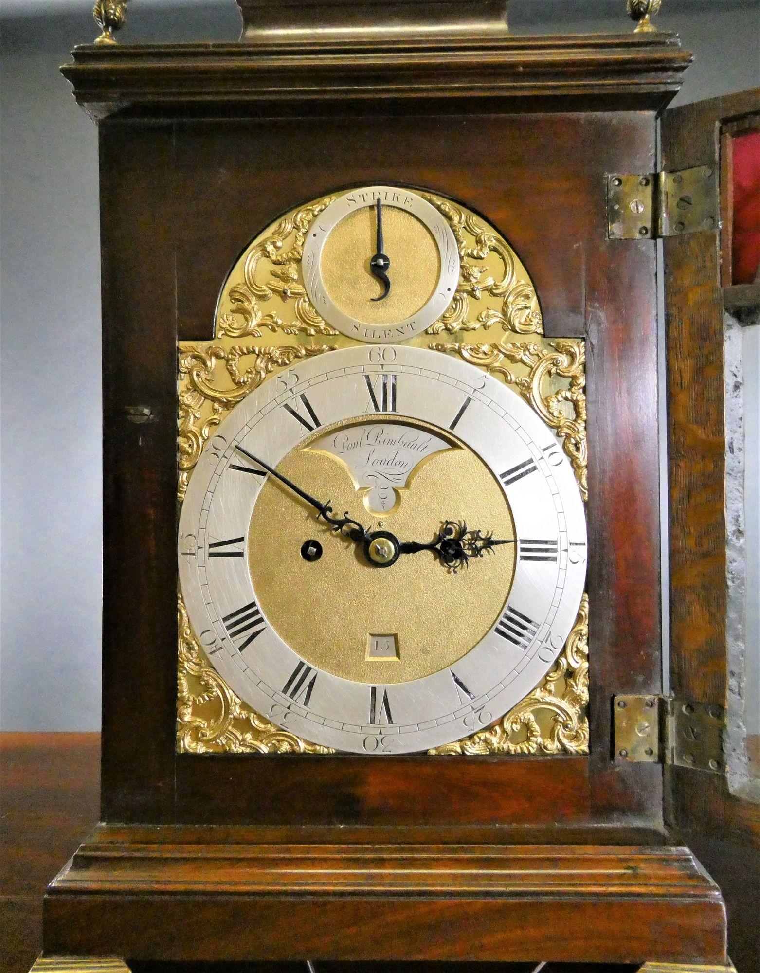 George III Mahogany Bell Top Bracket Clock by Paul Rimbault, London For Sale 5