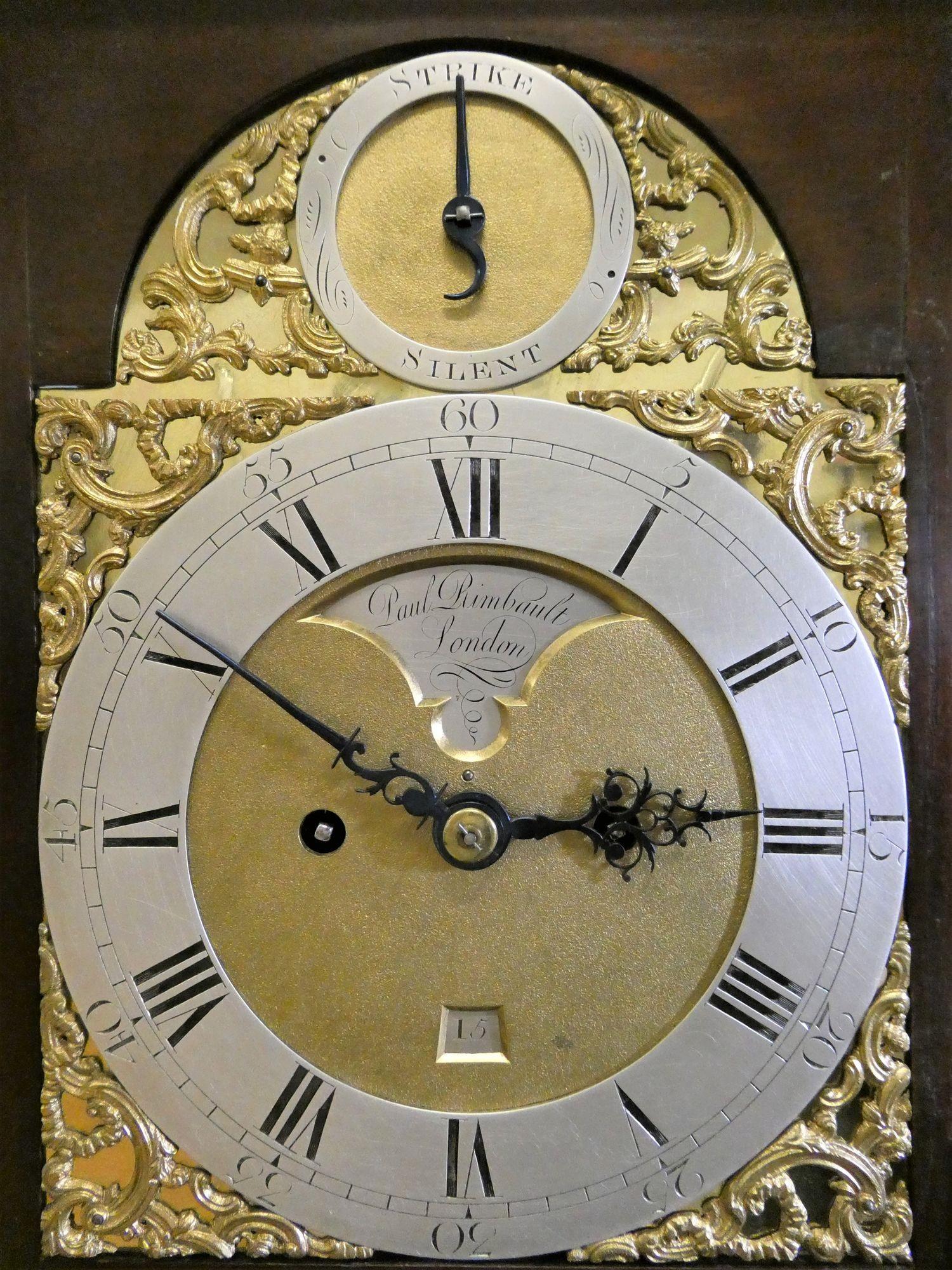 George III Mahogany Bell Top Bracket Clock by Paul Rimbault, London For Sale 6