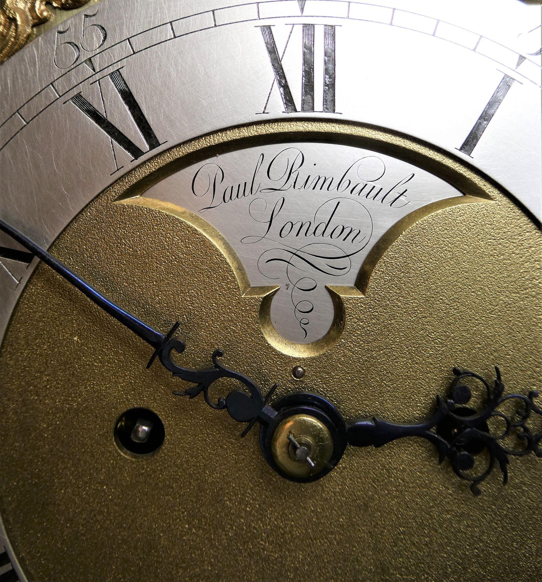 George III Mahogany Bell Top Bracket Clock by Paul Rimbault, London For Sale 7