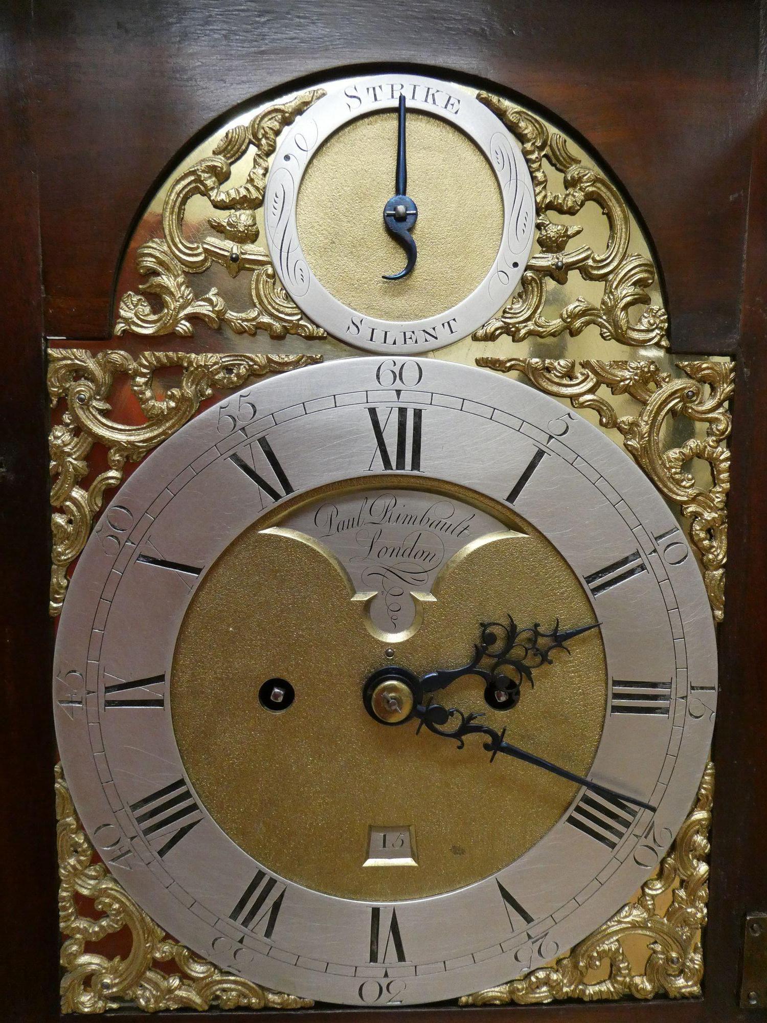 George III Mahogany Bell Top Bracket Clock by Paul Rimbault, London For Sale 8