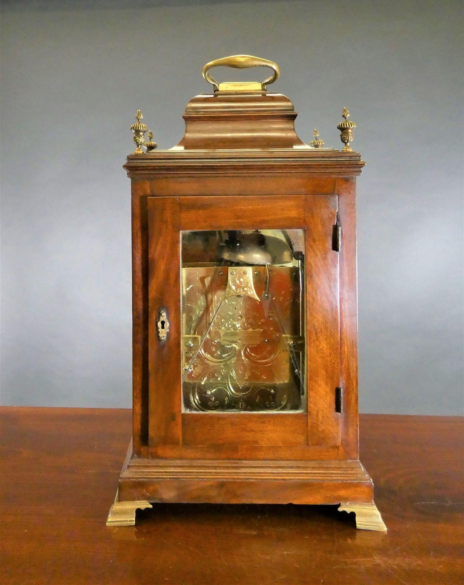 Late 18th Century George III Mahogany Bell Top Bracket Clock by Paul Rimbault, London For Sale