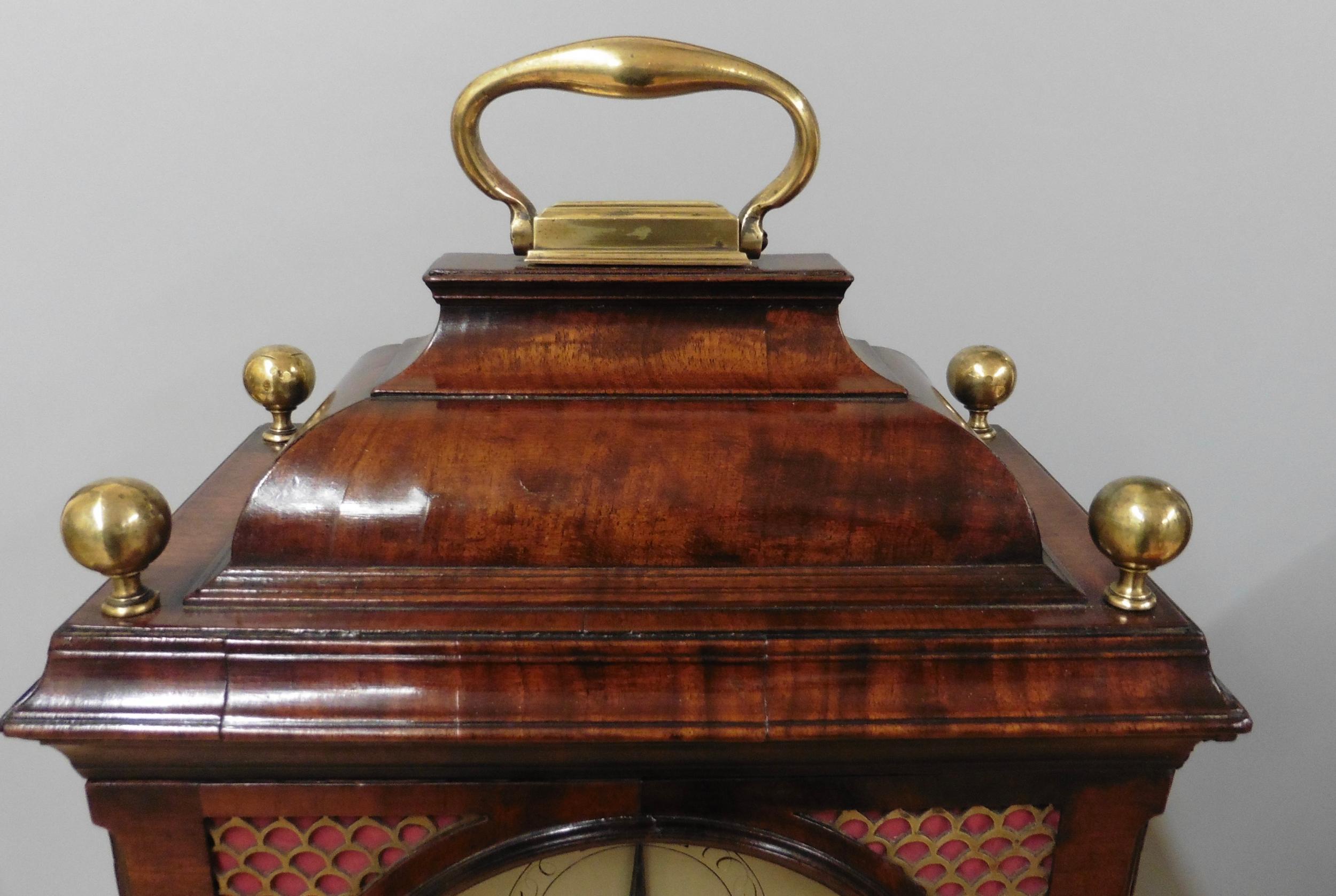 George III Mahogany Bell Top Bracket Clock With Verge Escapement by H.Thomas For Sale 5