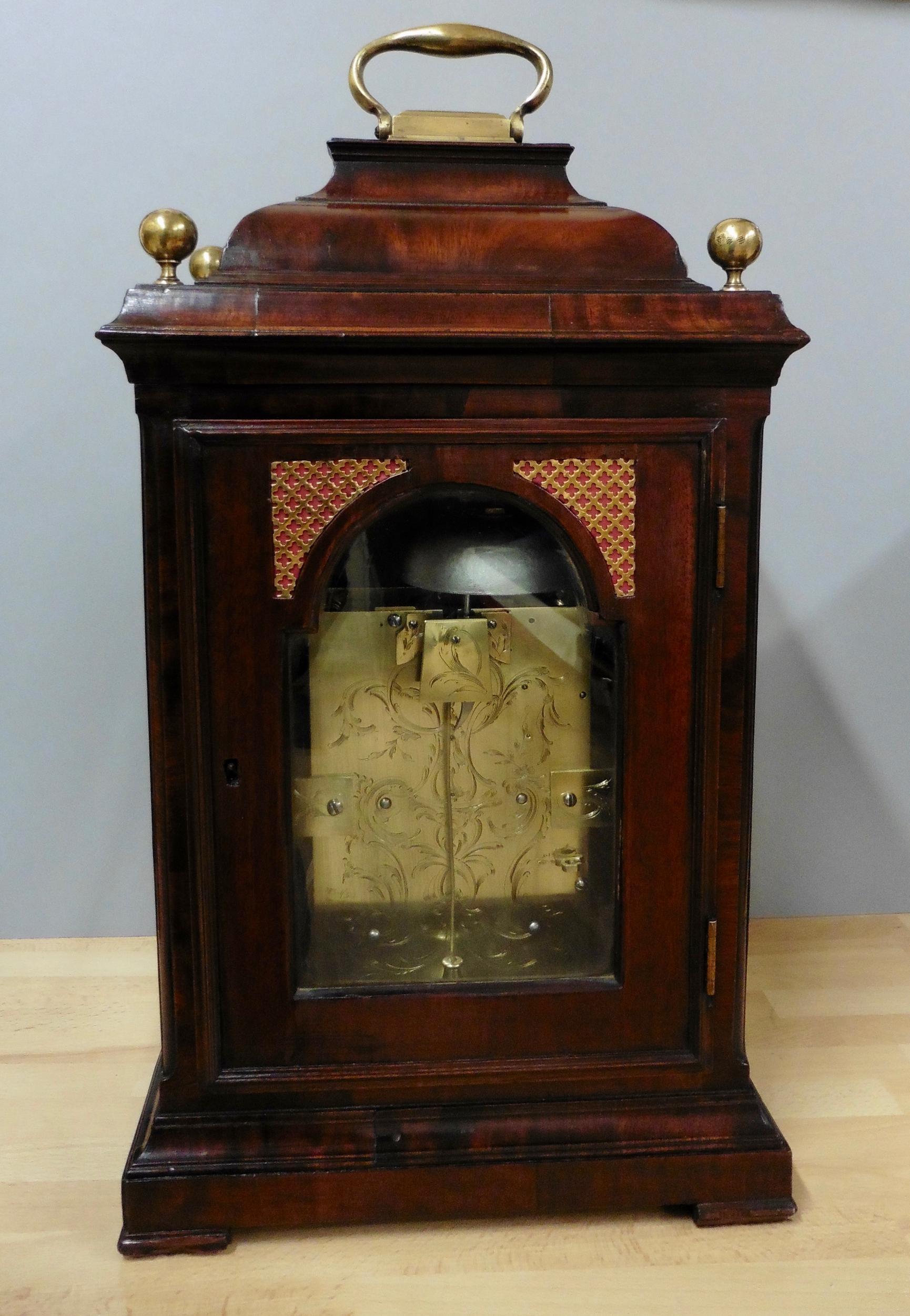 Mid-18th Century George III Mahogany Bell Top Bracket Clock With Verge Escapement by H.Thomas For Sale