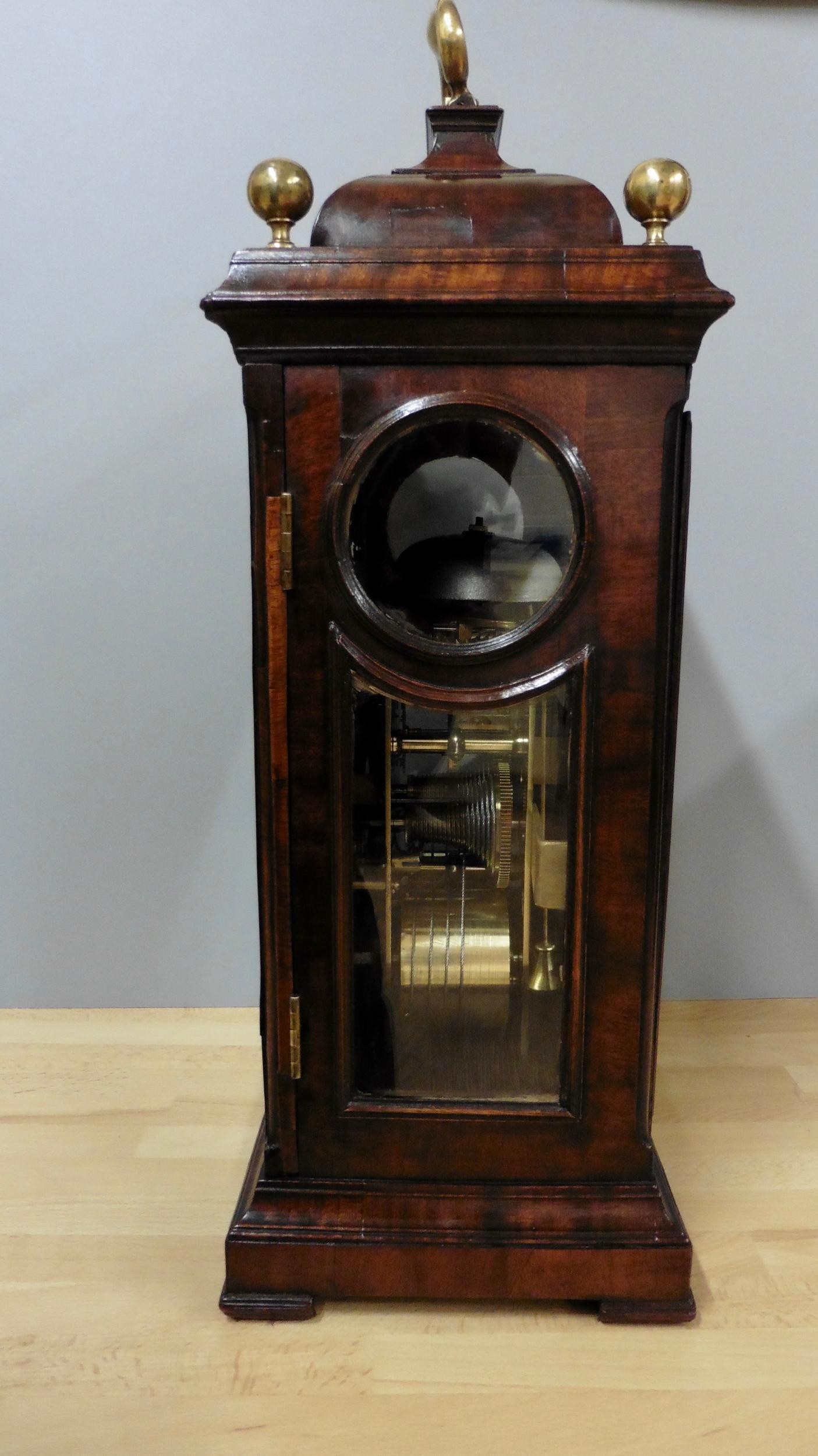 George III Mahogany Bell Top Bracket Clock With Verge Escapement by H.Thomas For Sale 3