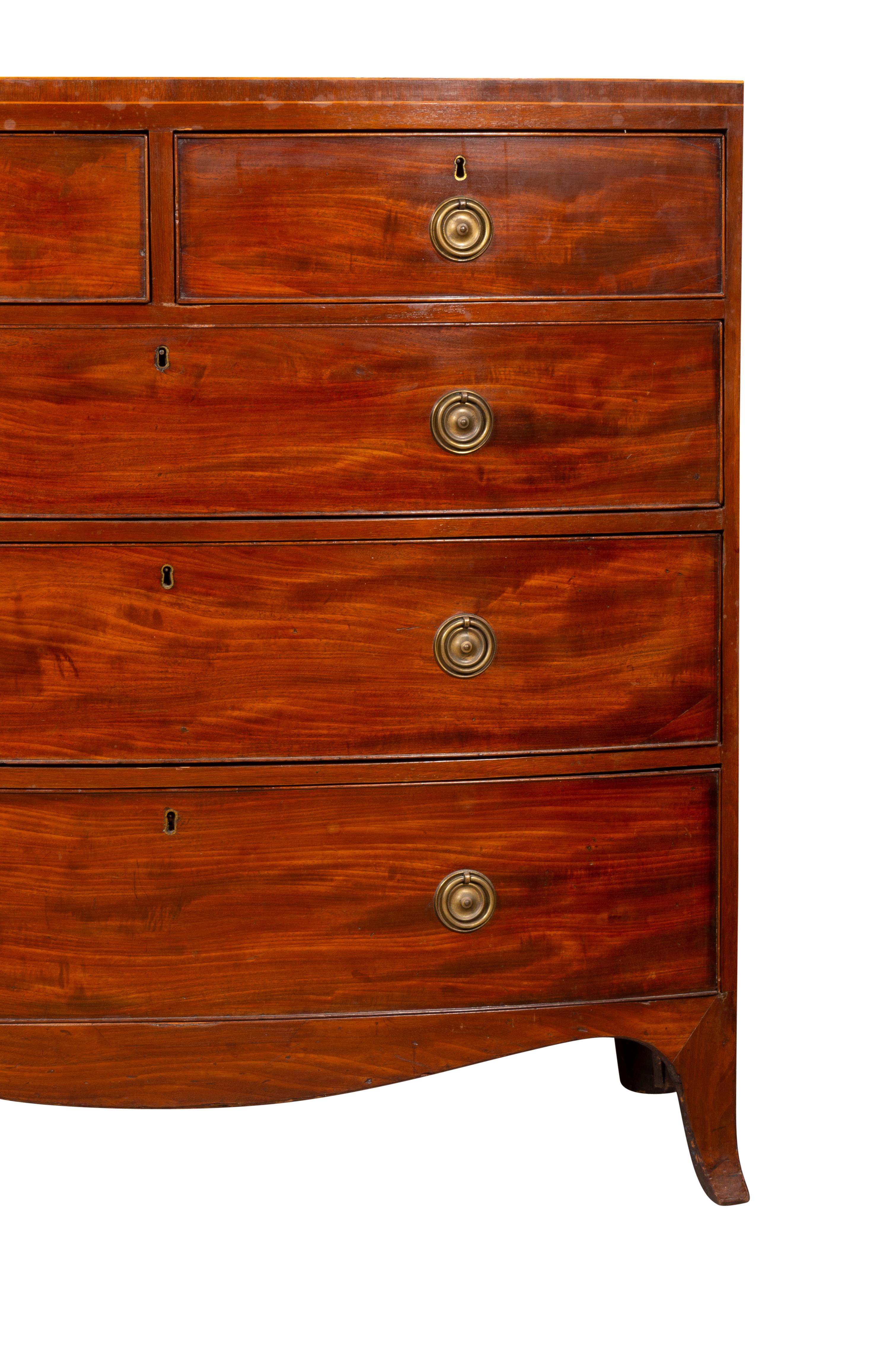 George III Mahogany Bow front Chest Of Drawers 5