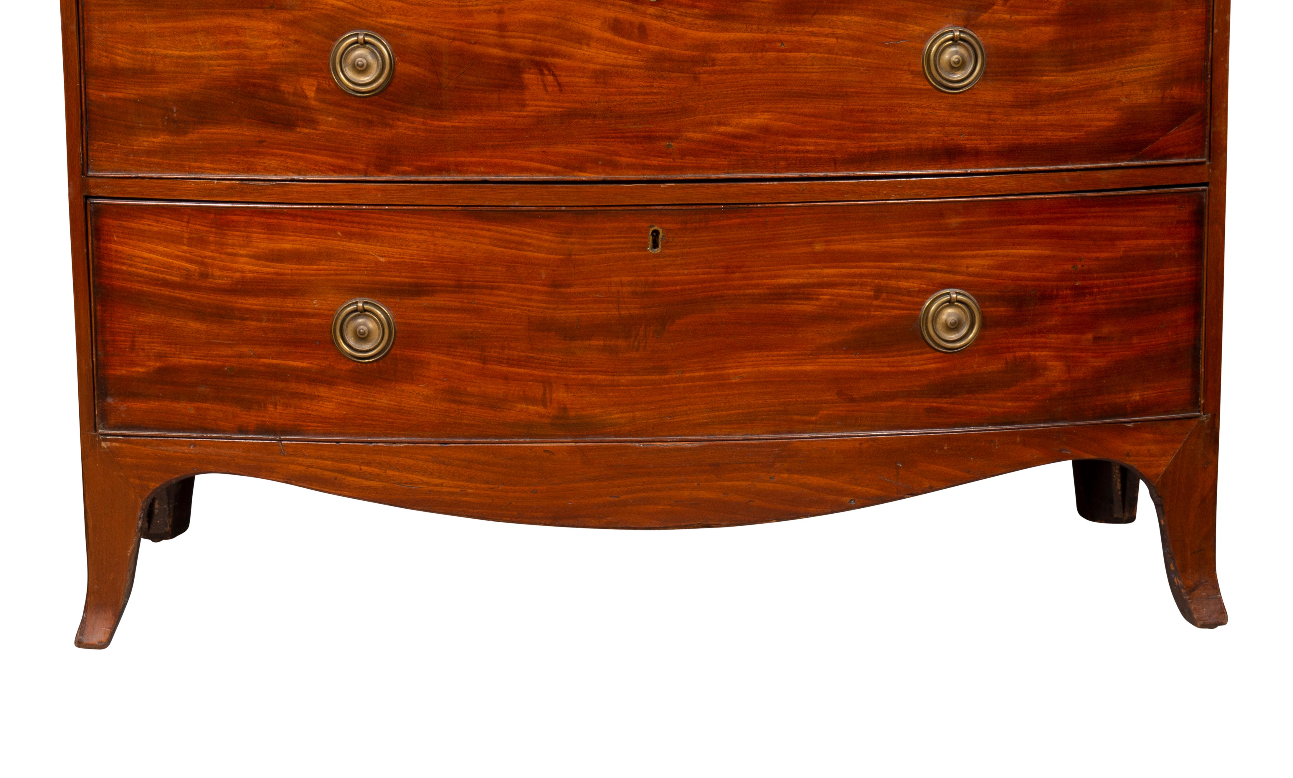 George III Mahogany Bow front Chest Of Drawers 6