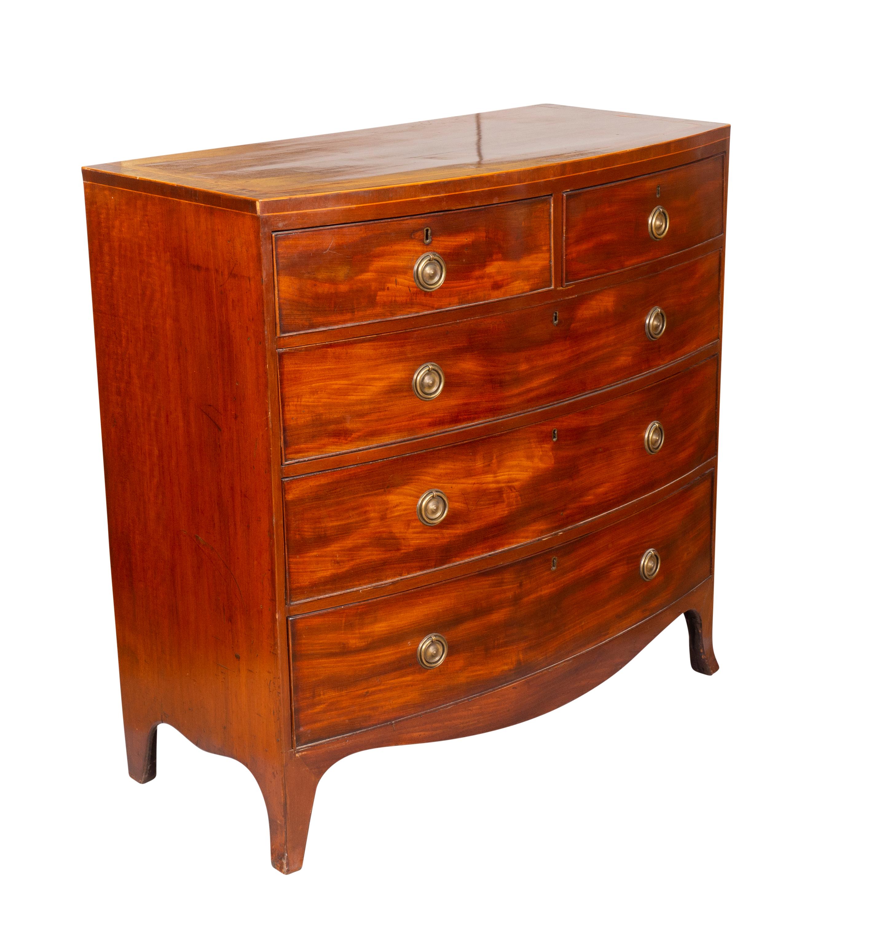 English George III Mahogany Bow front Chest Of Drawers