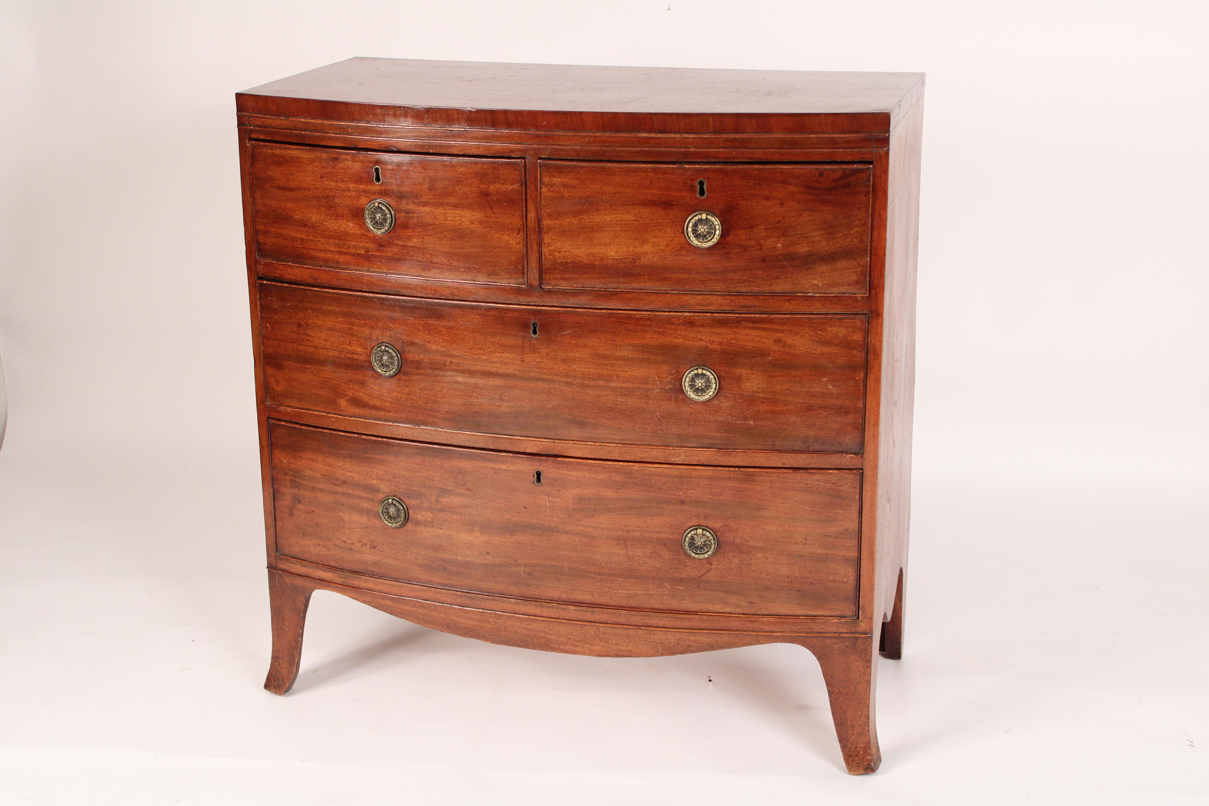 English George III Mahogany Bow Front Chest of Drawers