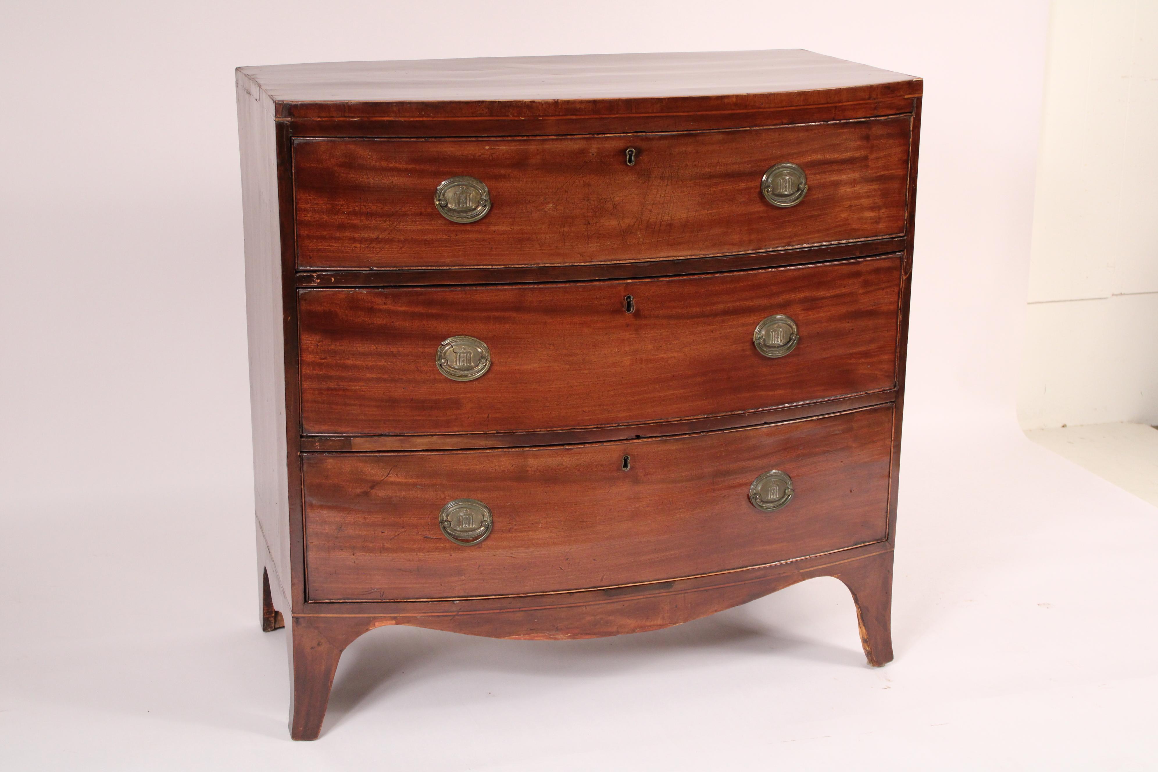 English George III Mahogany Bow Front Chest of Drawers