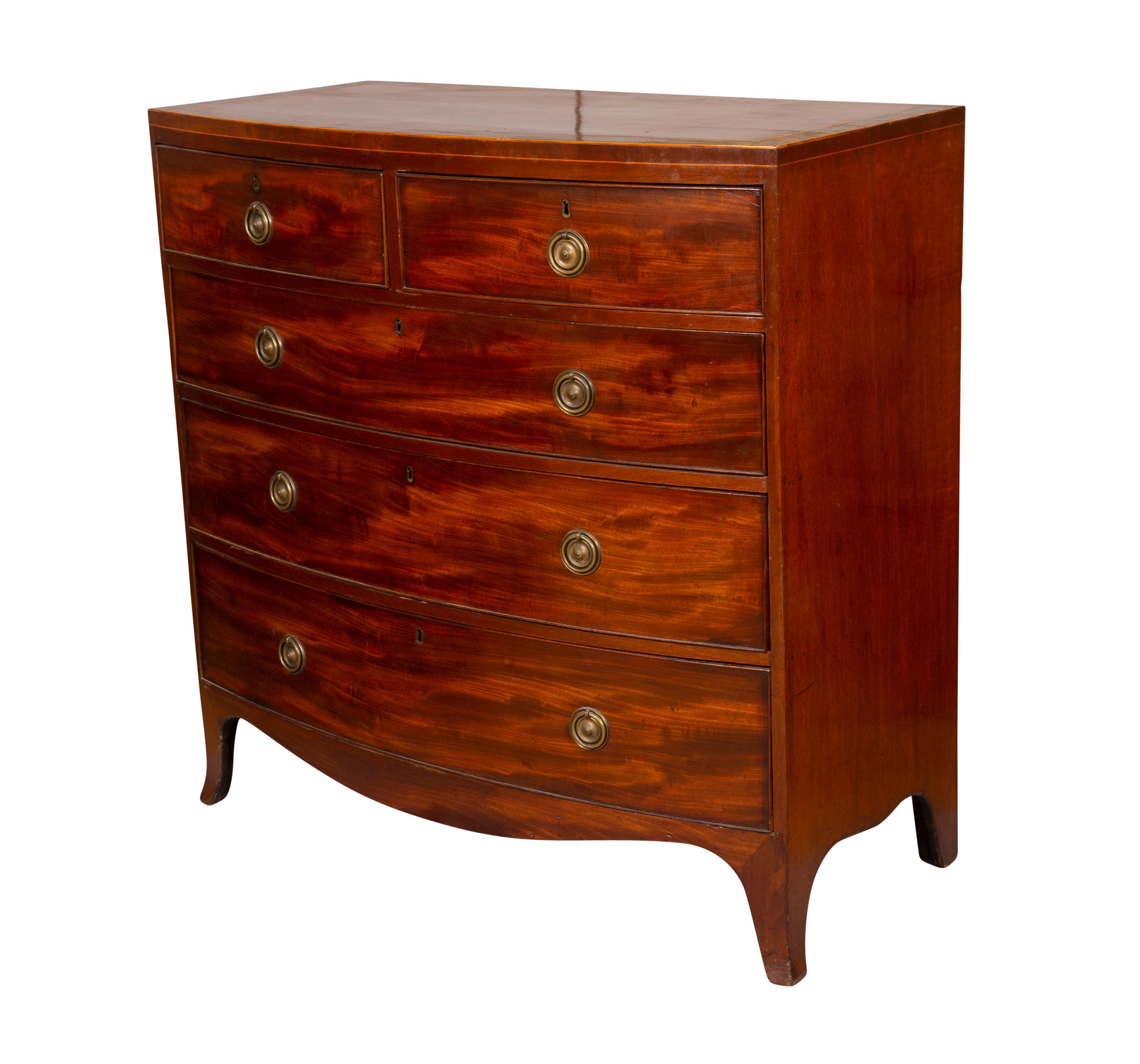 George III Mahogany Bow front Chest Of Drawers 2