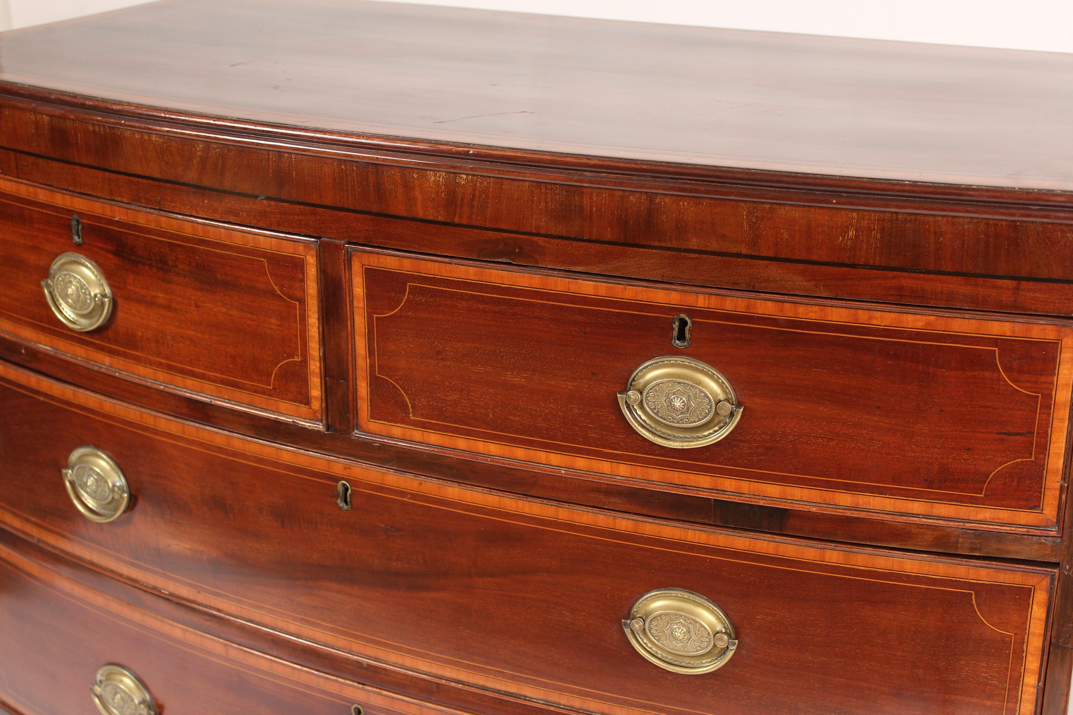 George III Mahogany Bow Front Chest of Drawers 2
