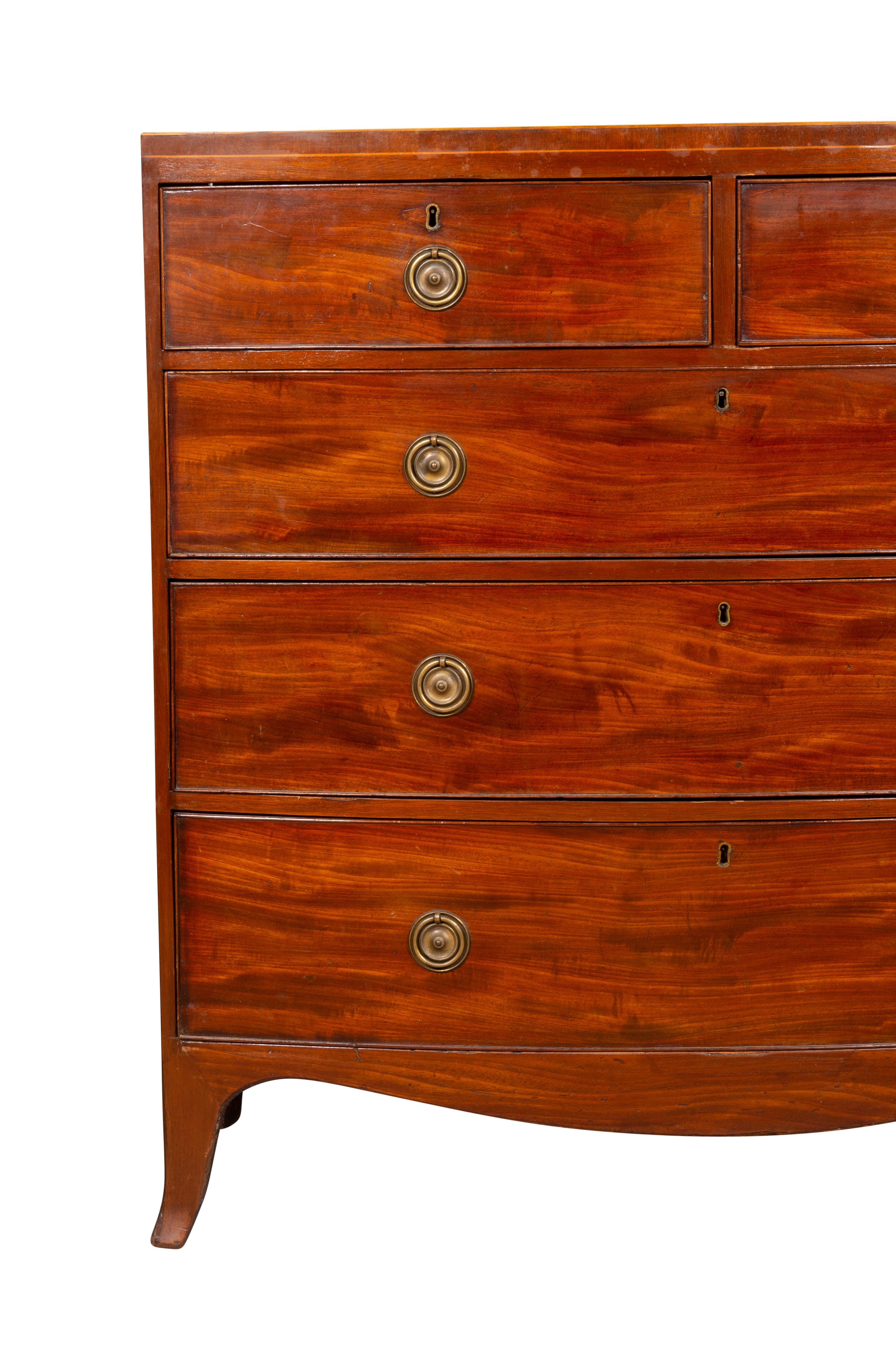 George III Mahogany Bow front Chest Of Drawers 4