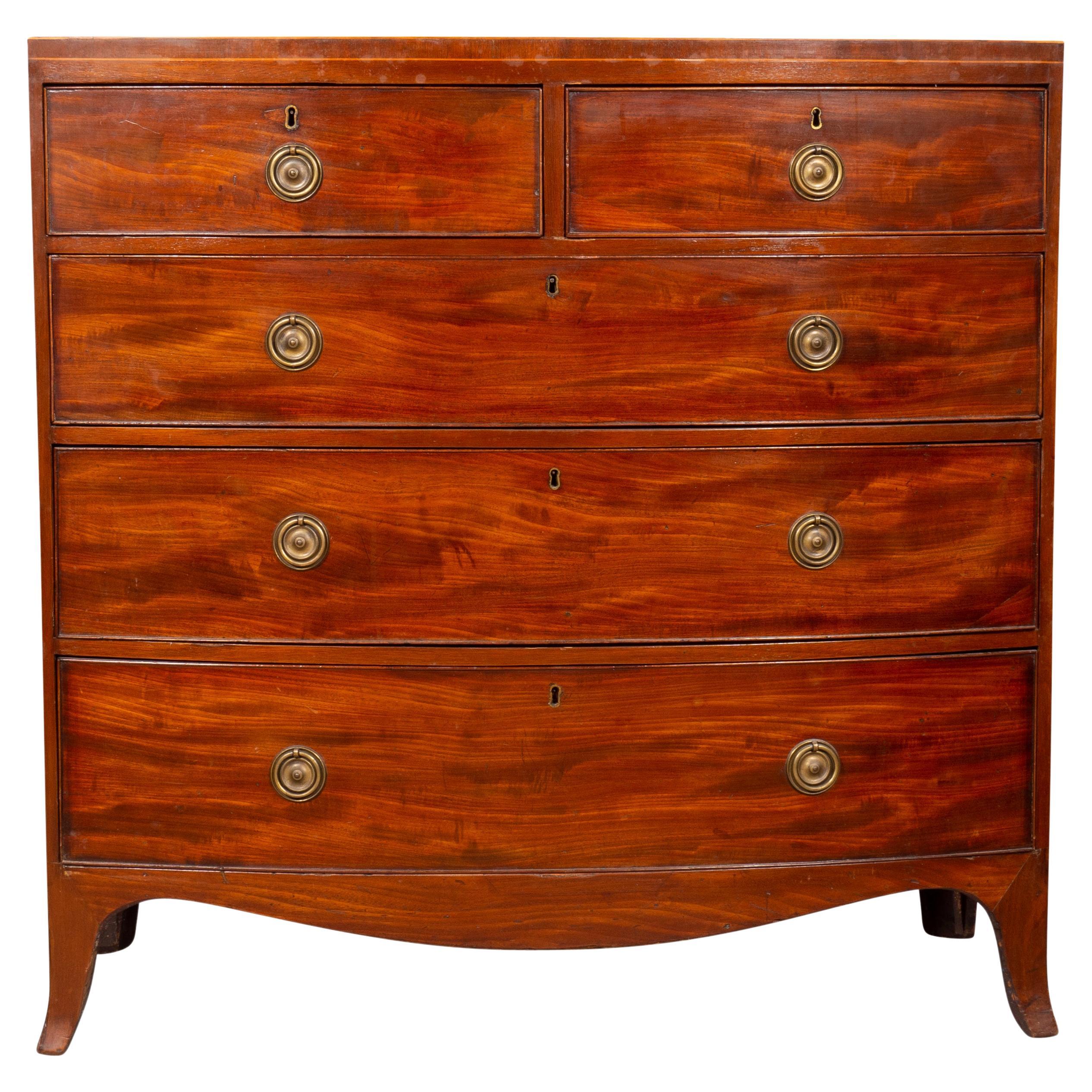 George III Mahogany Bow front Chest Of Drawers