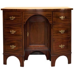 George III Mahogany Bow Fronted Dressing Table or Kneehole Desk