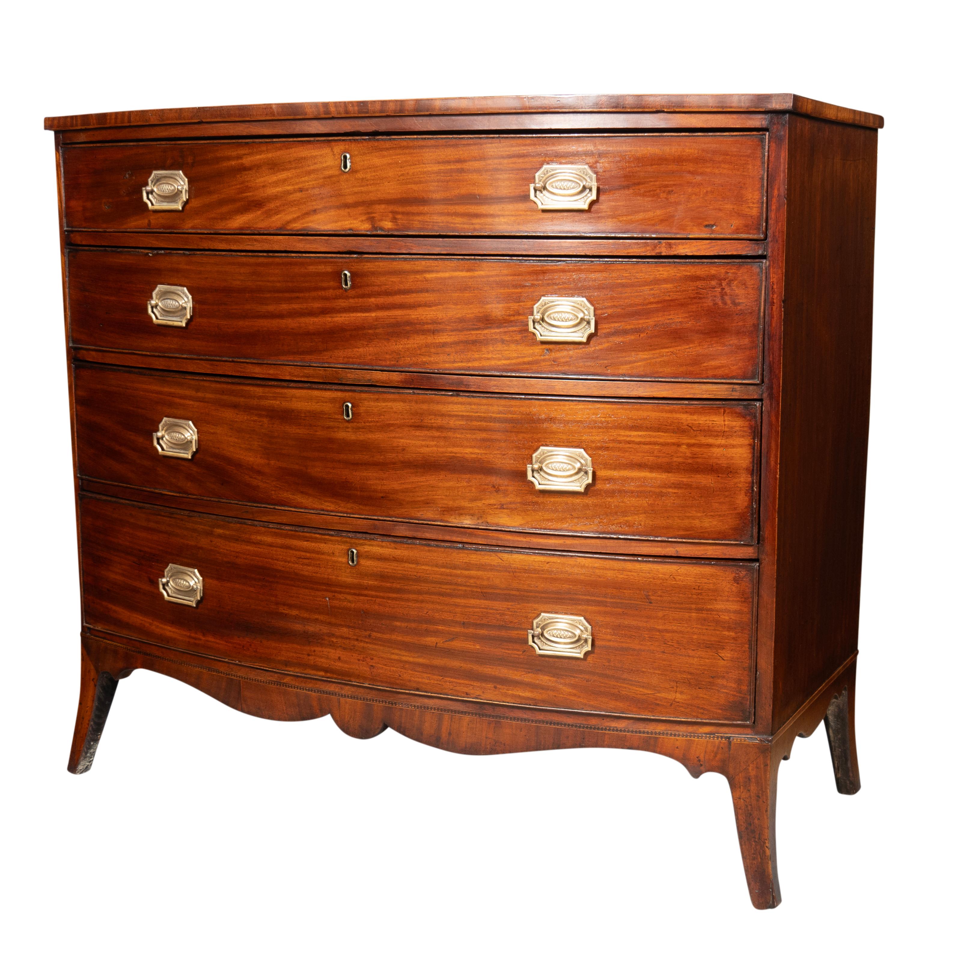 George III Mahogany Bowfront Chest Of Drawers For Sale 1