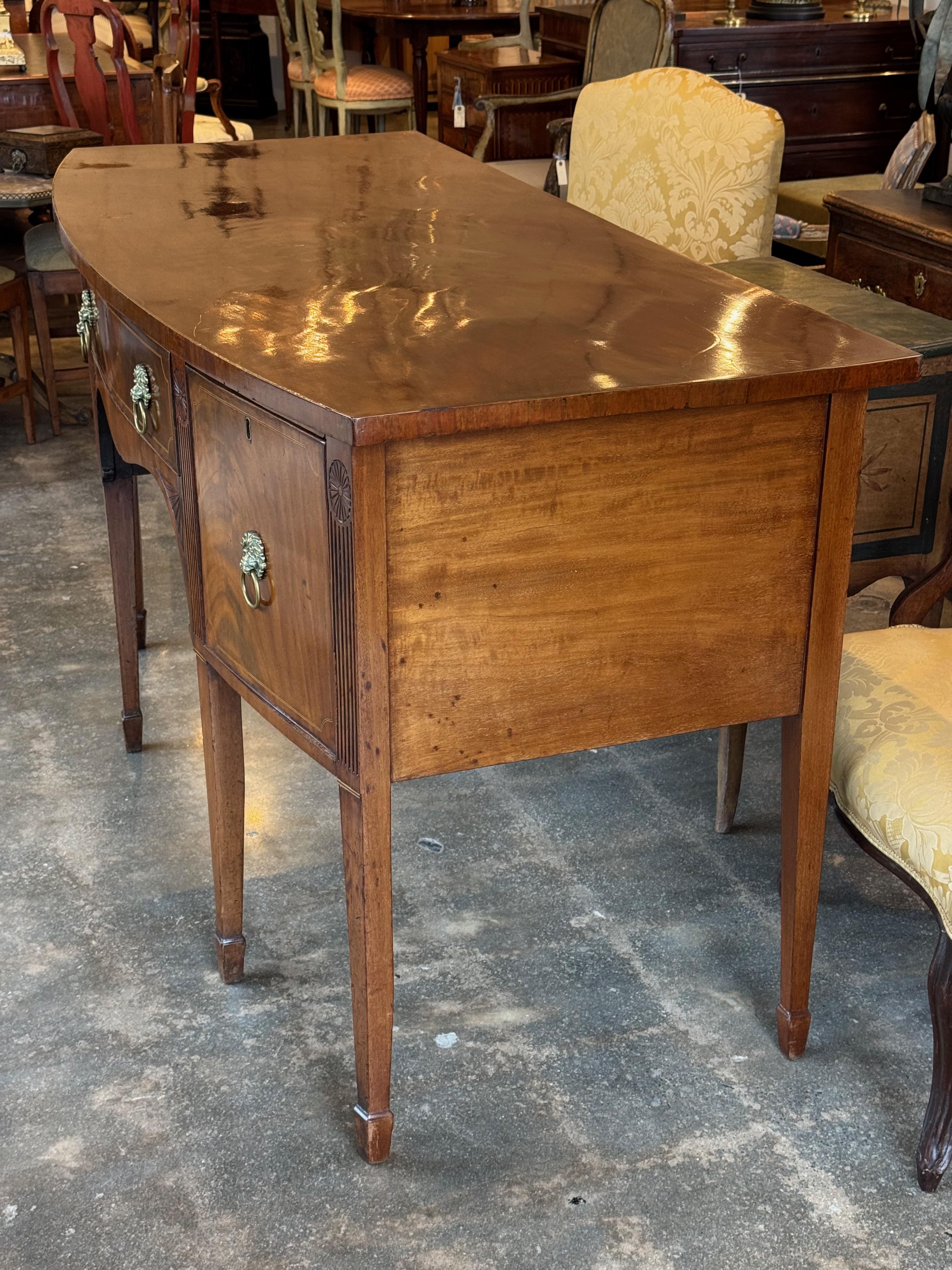 George III Mahogany Bowfront Sideboard With Lion Mask Pulls 8
