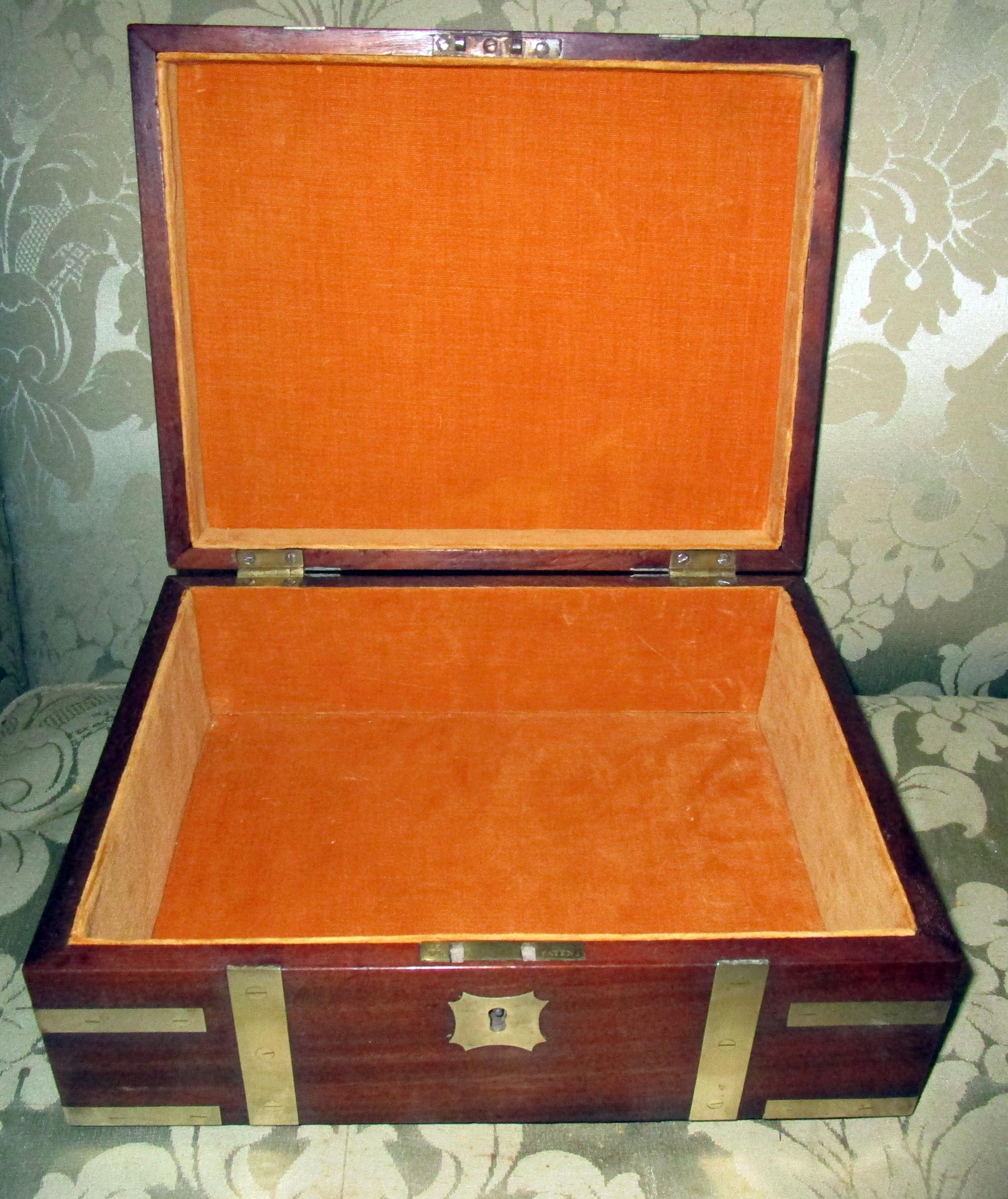 Late 18th Century George III Mahogany Brass Bound English Letter Box