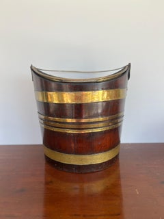 George III Mahogany & Brass Mounted Peat or Kindling Bucket C. 1800