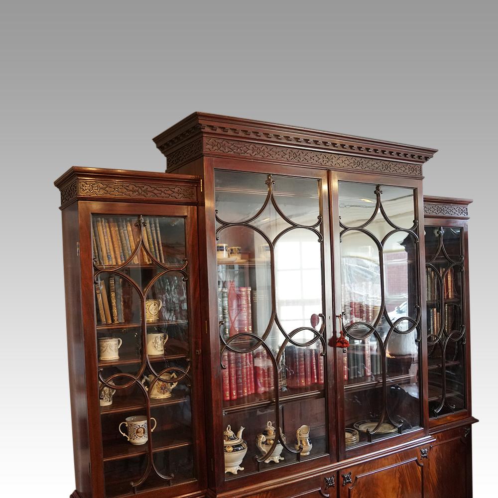 George III mahogany breakfront bookcase  9
